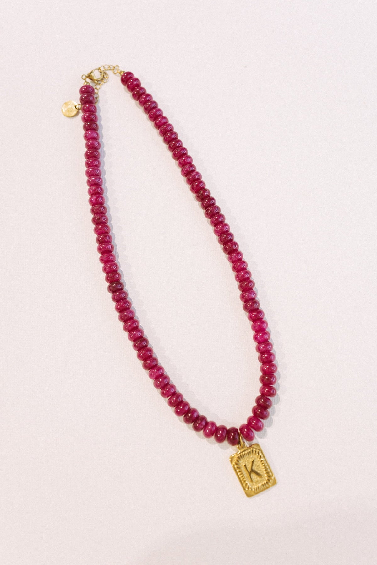 Beaded Initial Pendant Necklace || Berry 3