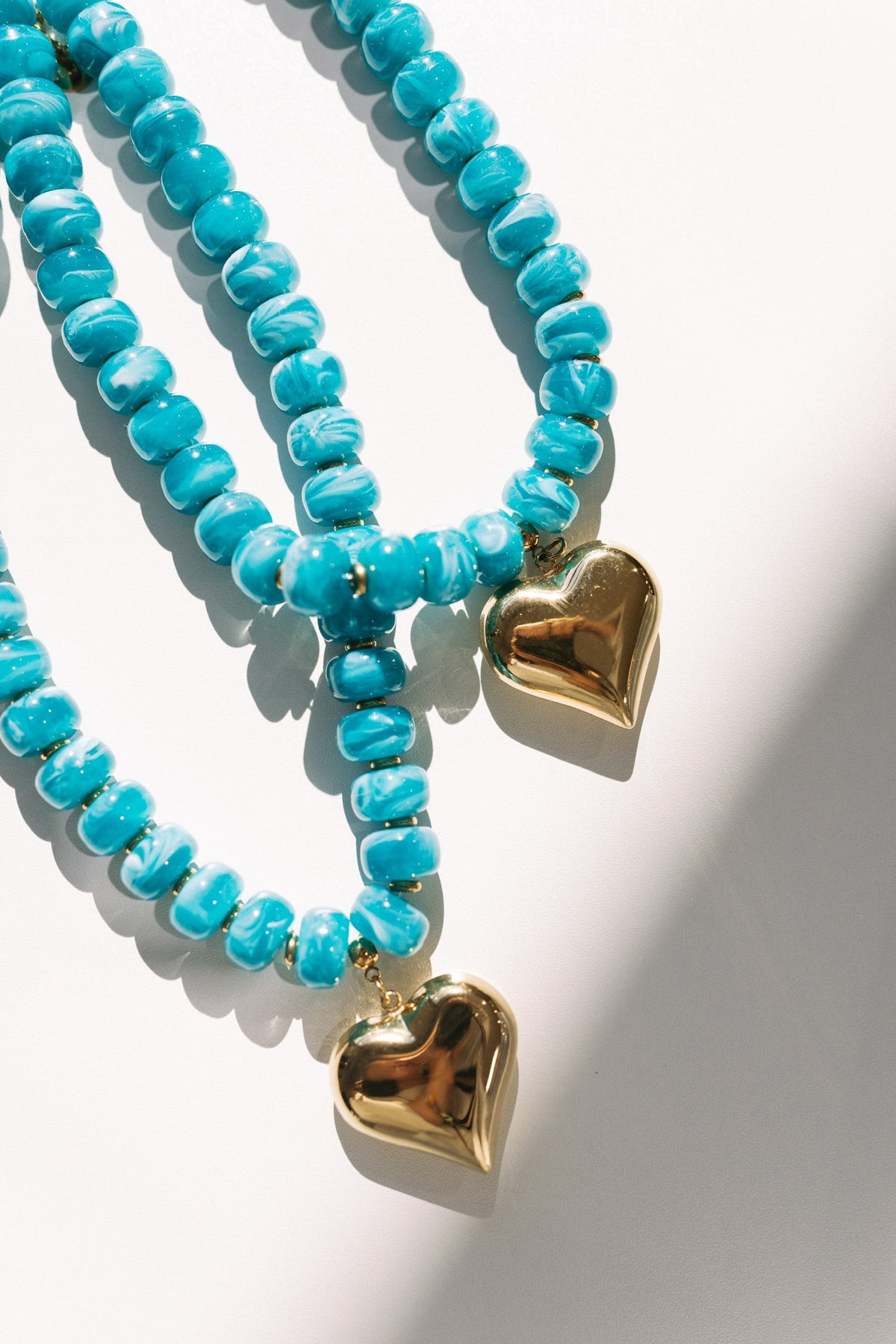 Love Bomb Beaded Heart Necklace - Teal