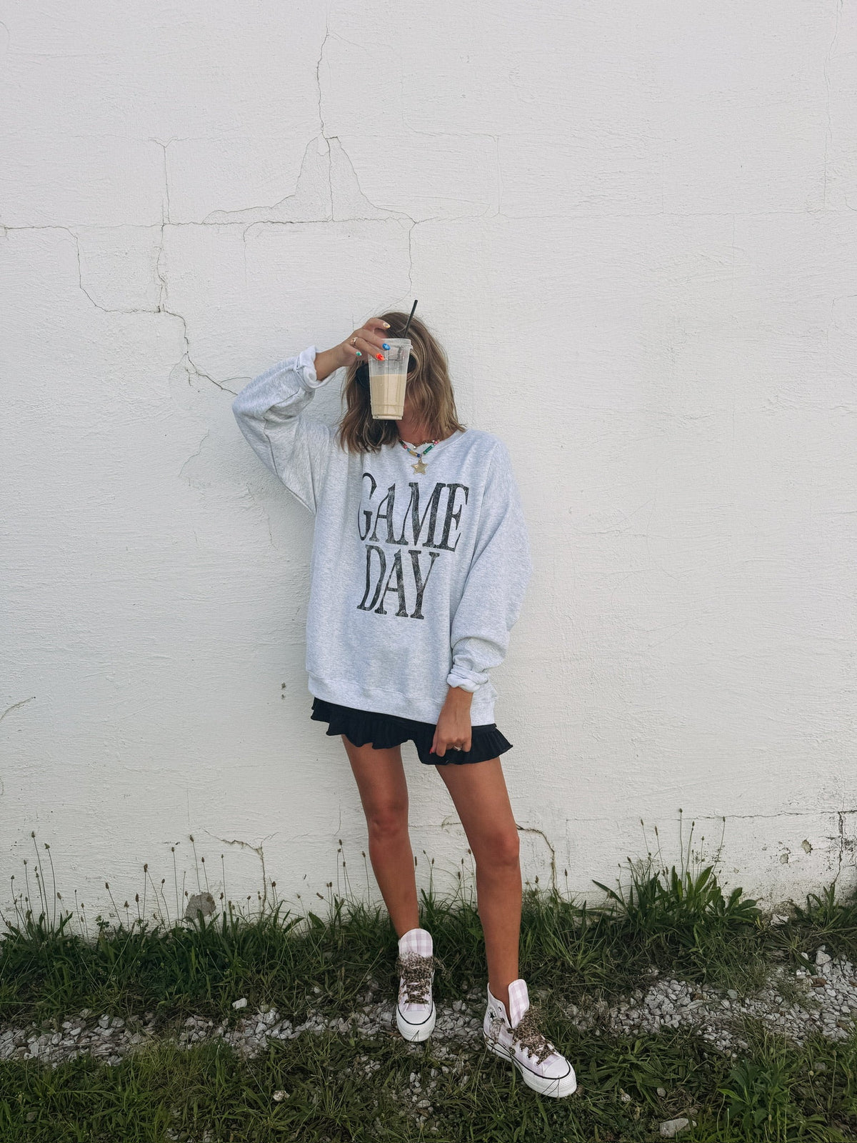 Game Day Sweatshirt - Hanes / Ash Grey / Black