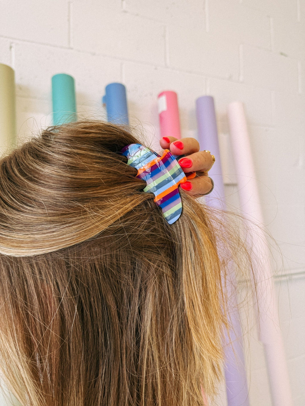 Stripe Hair Clip - Berry