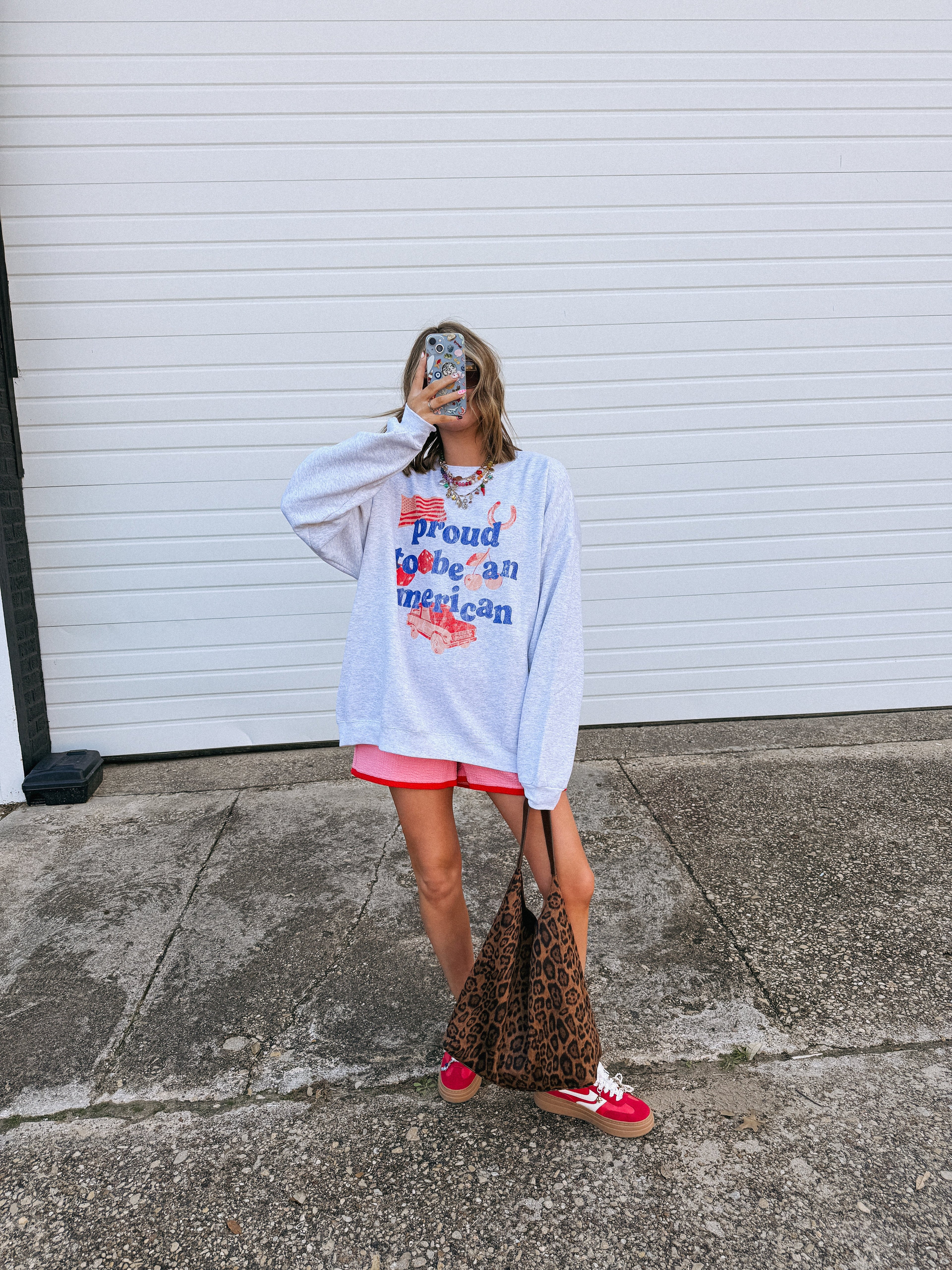Proud to Be an American Sweatshirt - Hanes / Ash Grey
