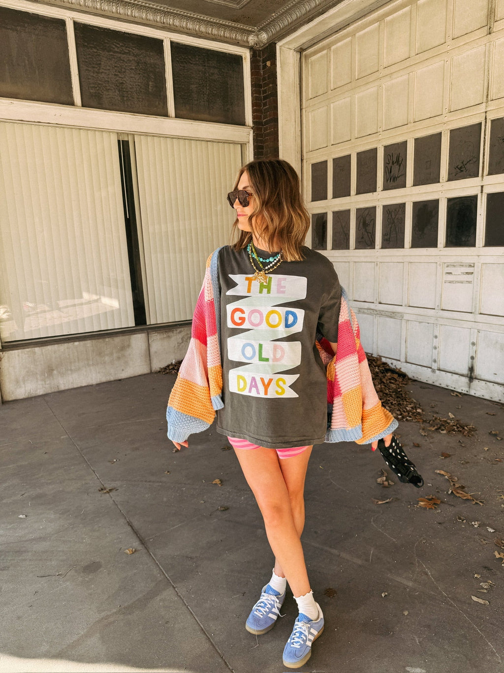 Good Old Days Banner Graphic Tee - Charcoal
