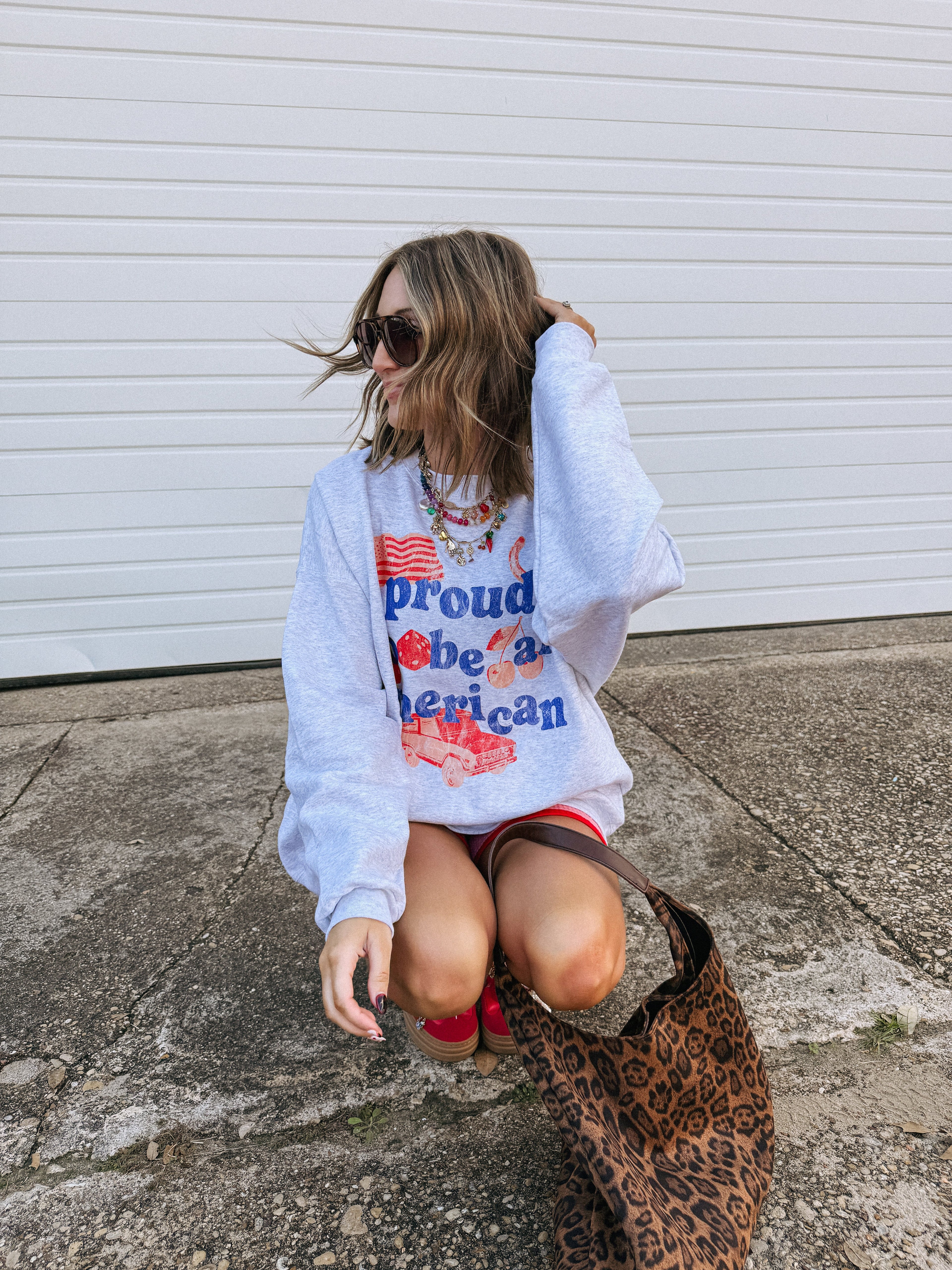 Proud to Be an American Sweatshirt - Hanes / Ash Grey