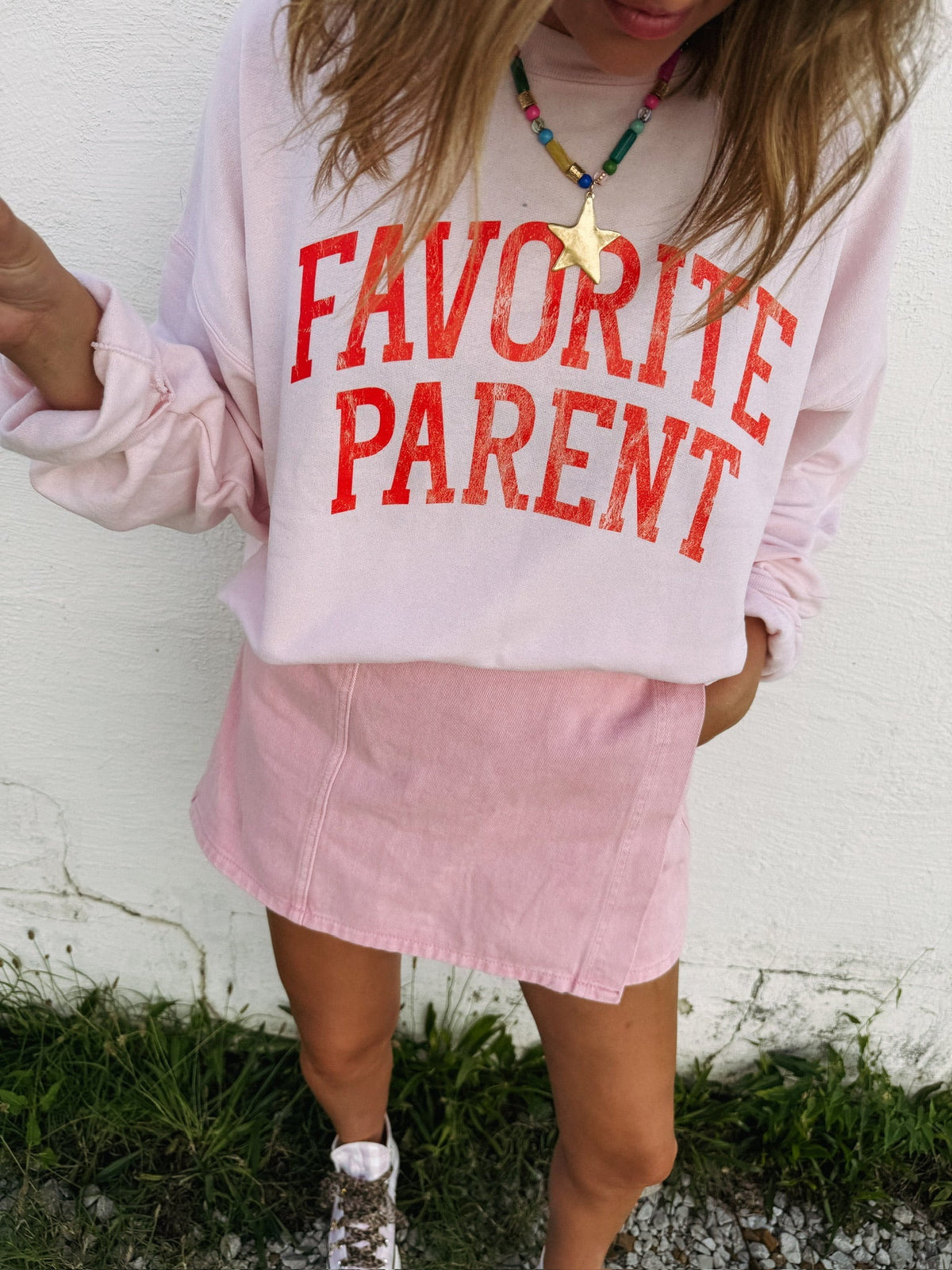 Favorite Parent Sweatshirt - Hanes / Pink / Red