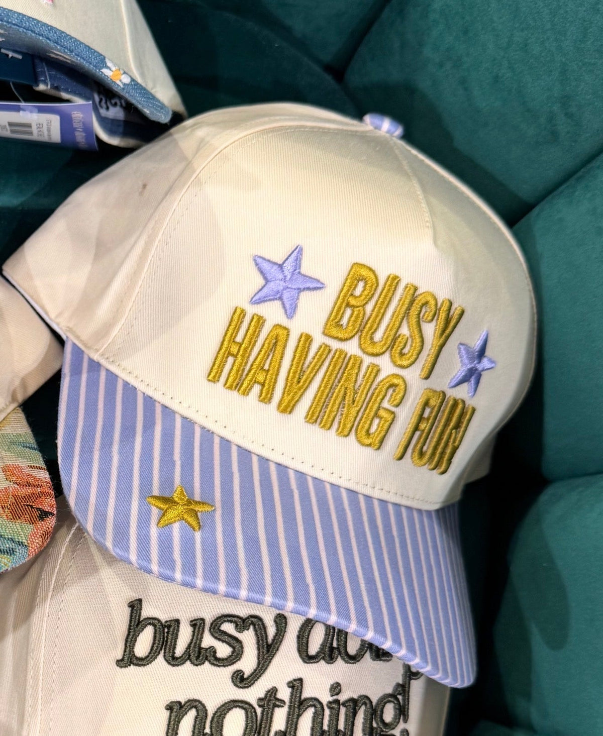 Busy Having Fun Trucker Hat - Lilac Stripe