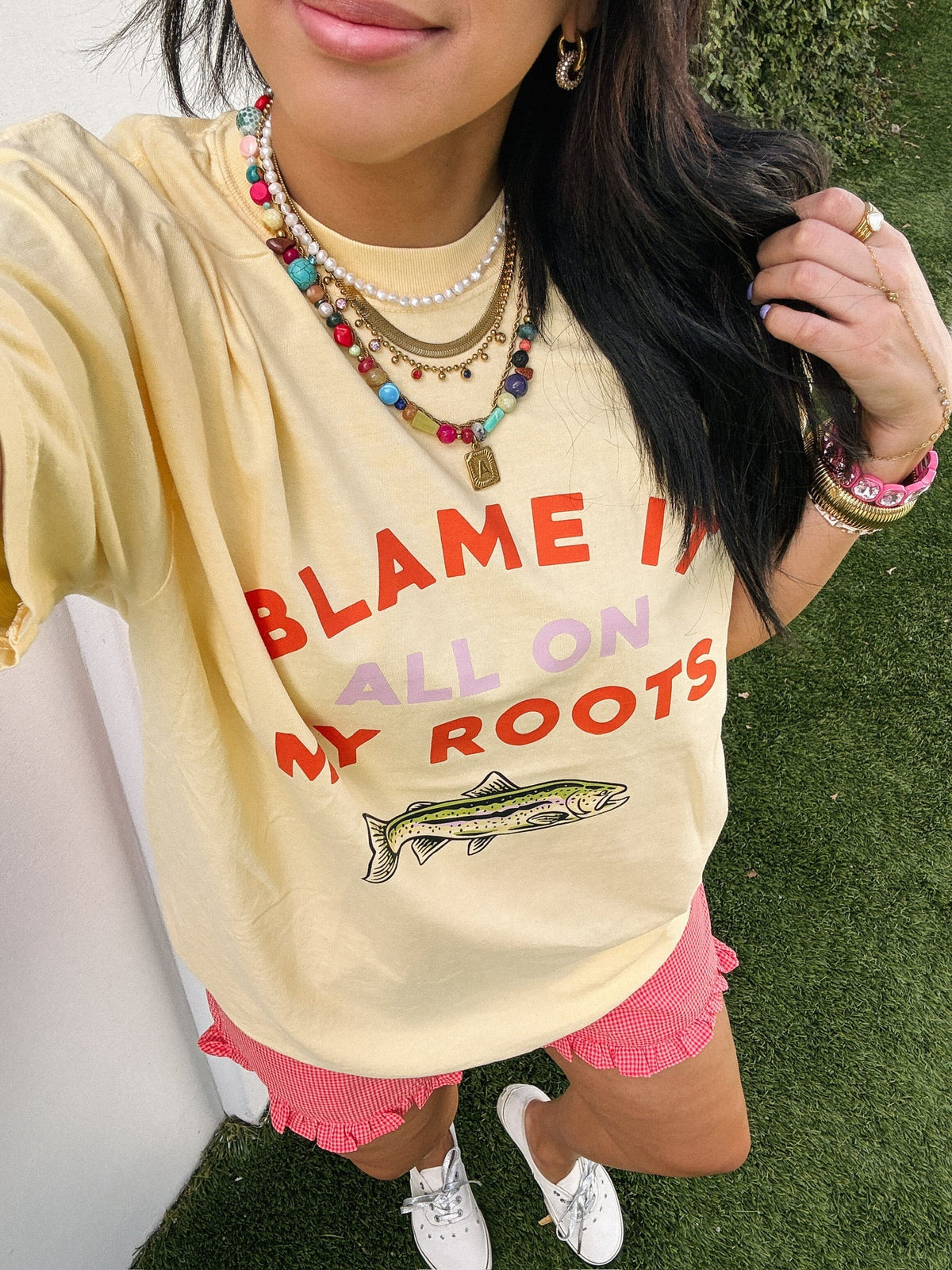 Blame it on My Roots Graphic Tee - Yellow