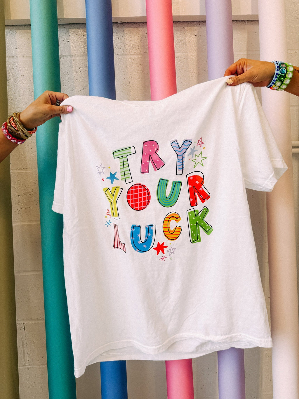 Try Your Luck Graphic Tee - White