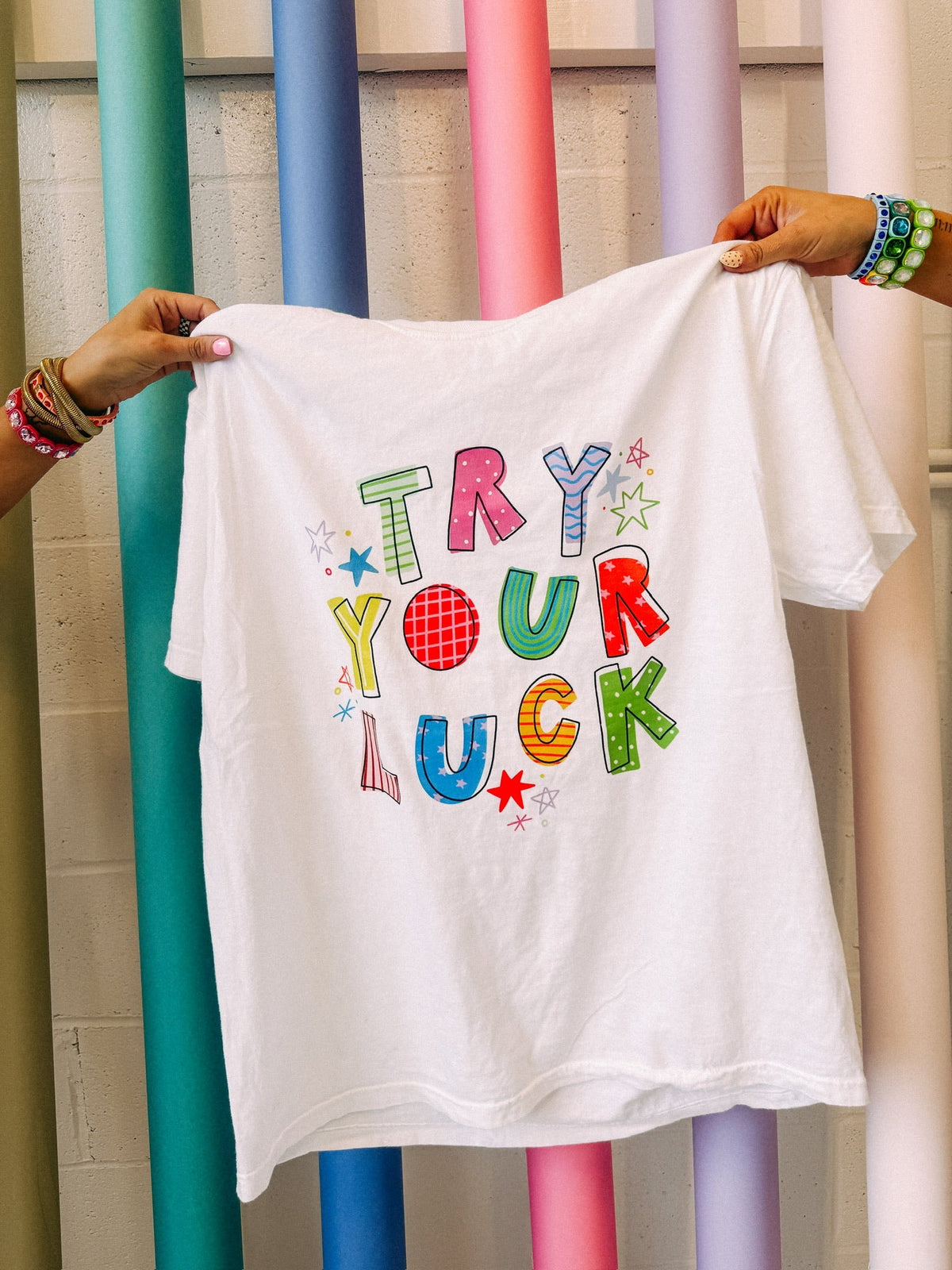 Try Your Luck Graphic Tee - White