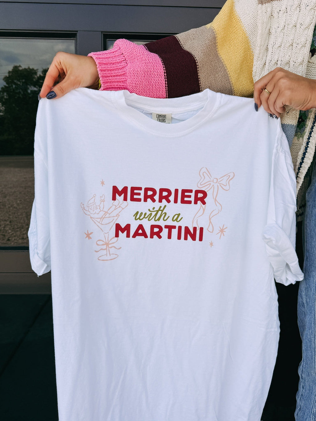 Merrier With a Martini Graphic Tee - Ivory