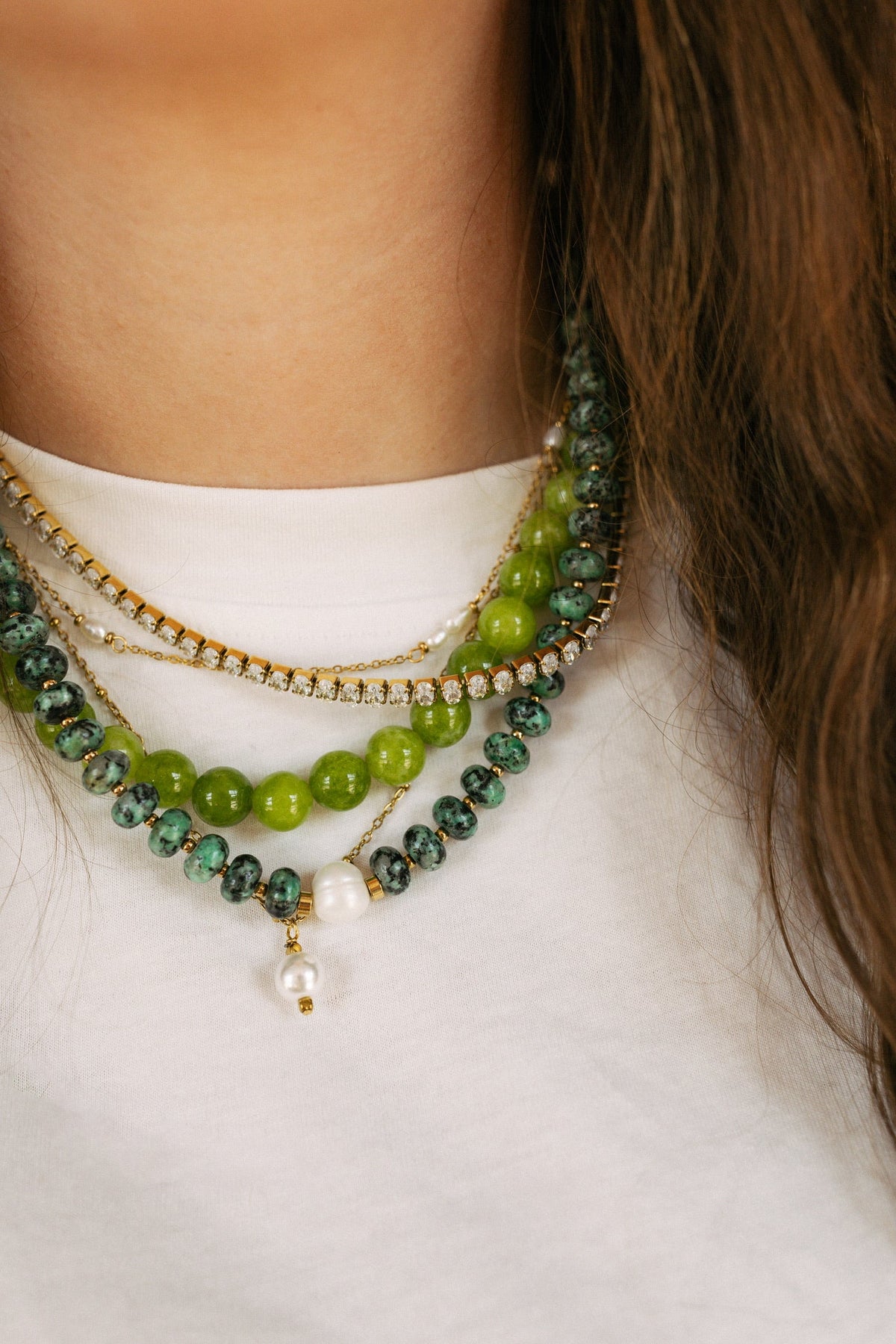 Boba Beaded Necklace - Green 2