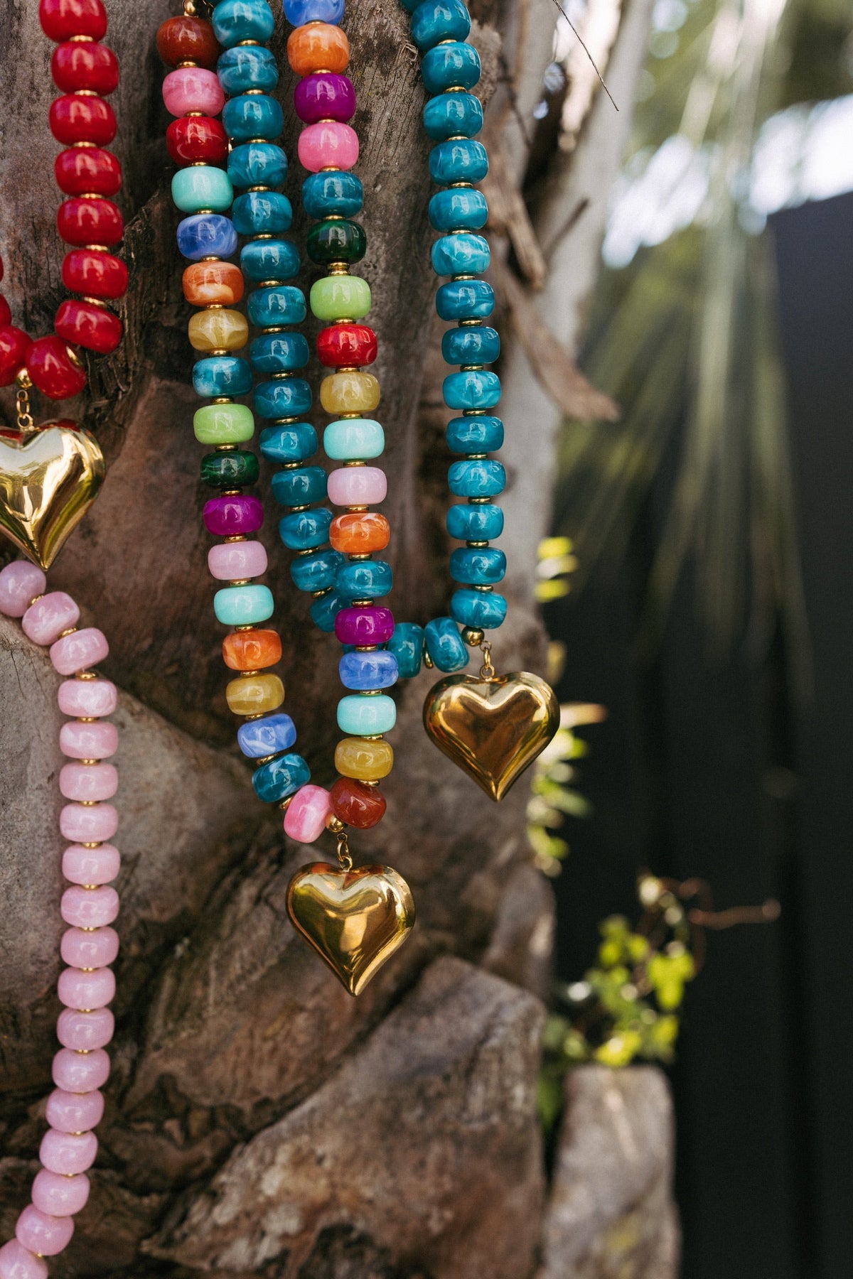 Love Bomb Beaded Heart Necklace - Teal 3
