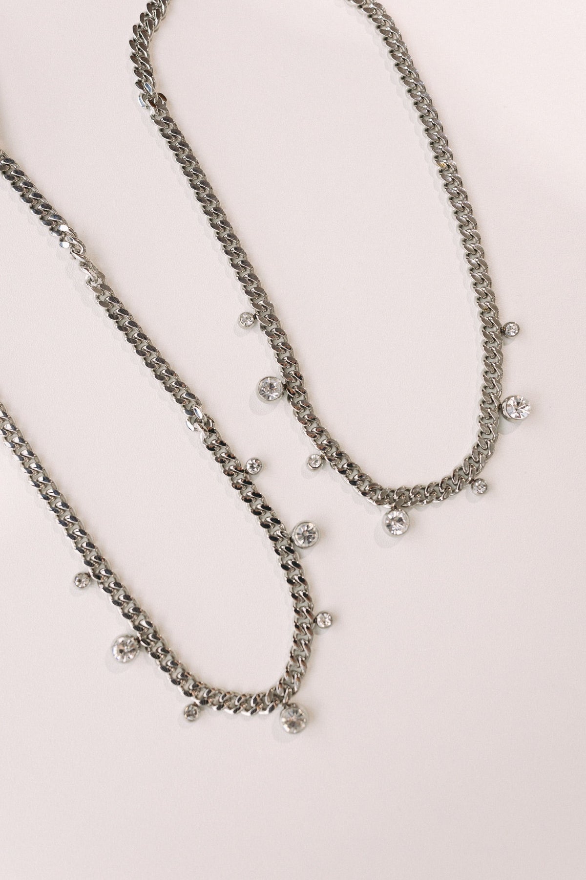 Chloe Crystal Cuban Chain Necklace - Silver 5