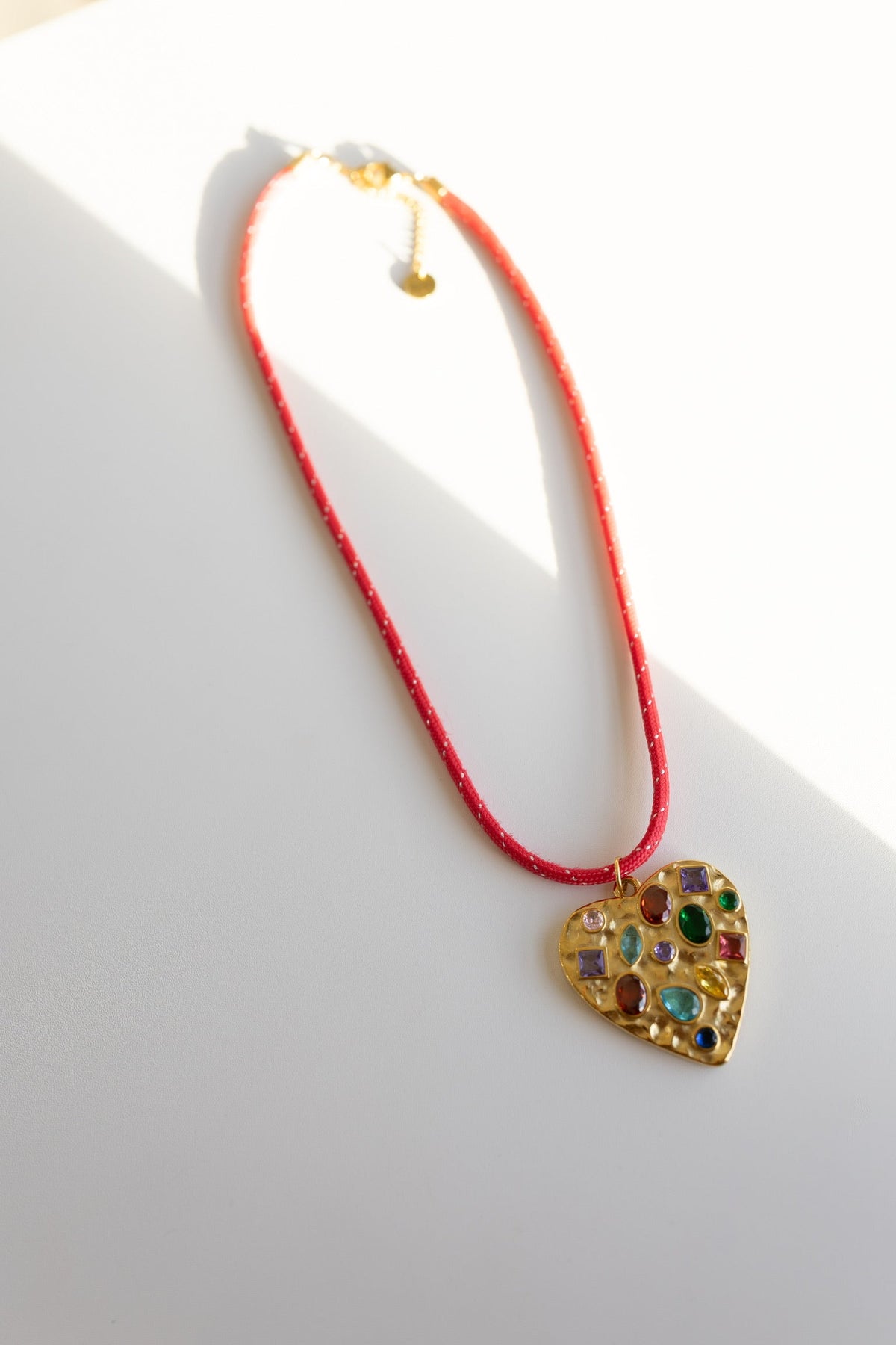 Confetti Heart Cord Necklace - Red