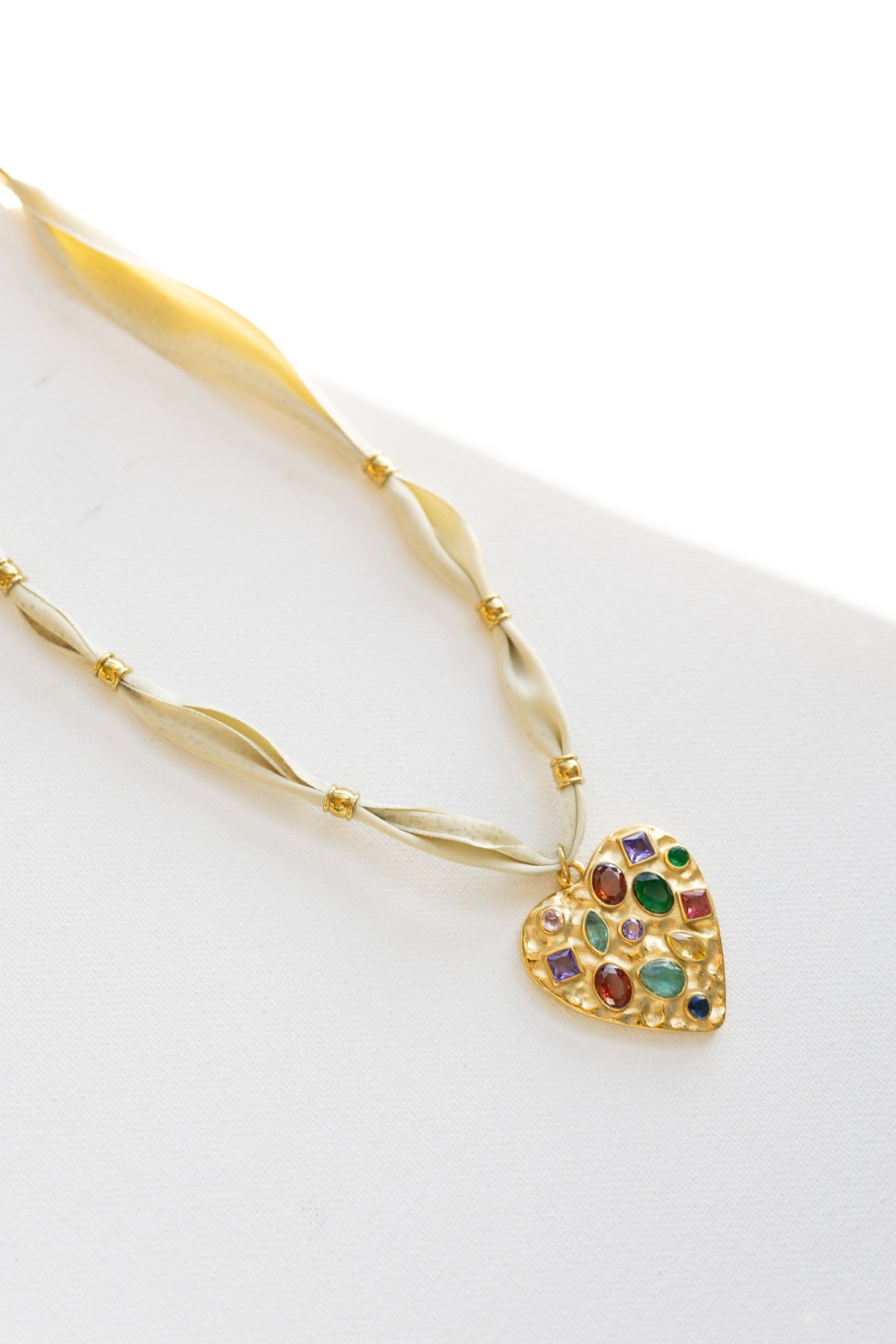 Confetti Heart Neutral Scarf Necklace
