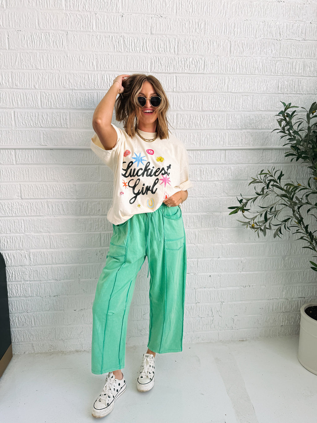 Luckiest Girl Graphic Tee - Ivory