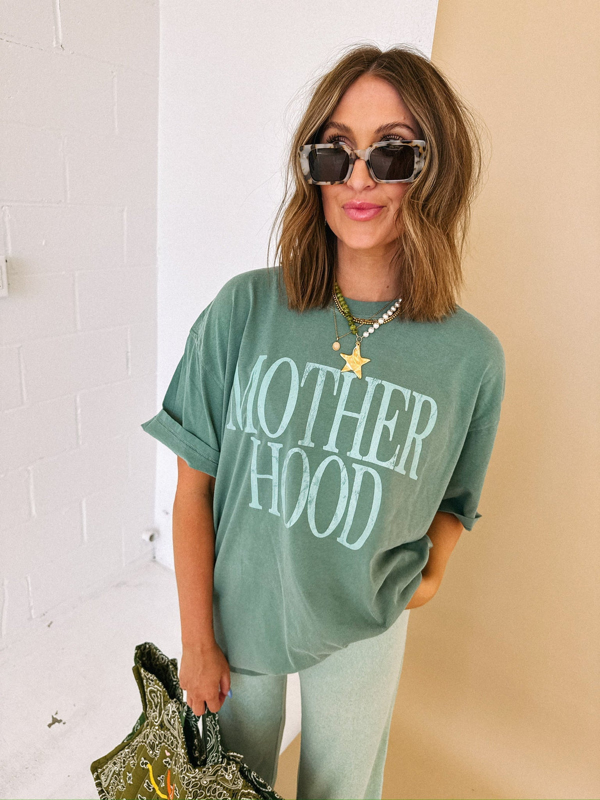 Motherhood Graphic Tee - Sage / Green