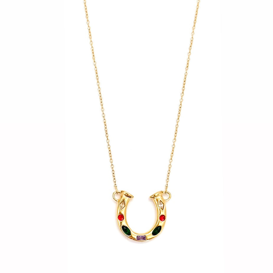 Lainey Crystal Horseshoe Necklace || Choose Color