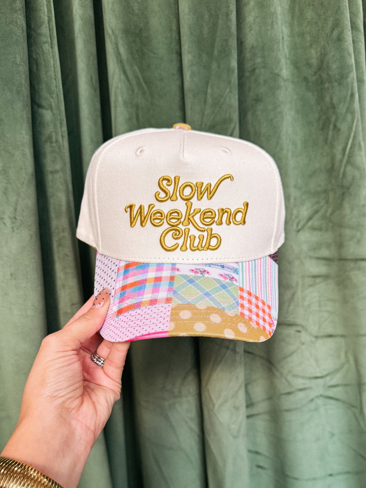 Slow Weekend Club Trucker Hat - Cream / Patchwork