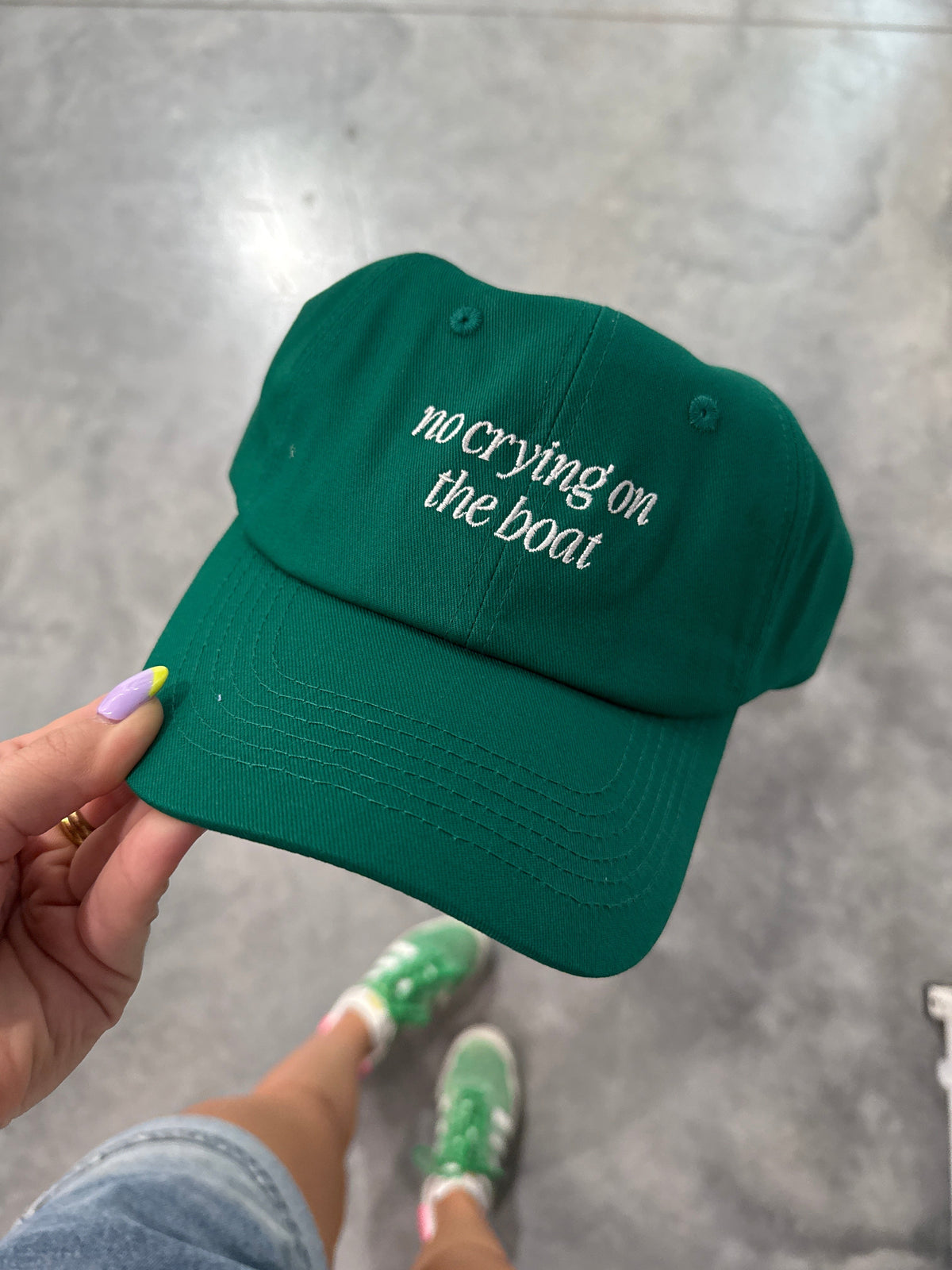 No Crying on the Boat Dad Cap - Green