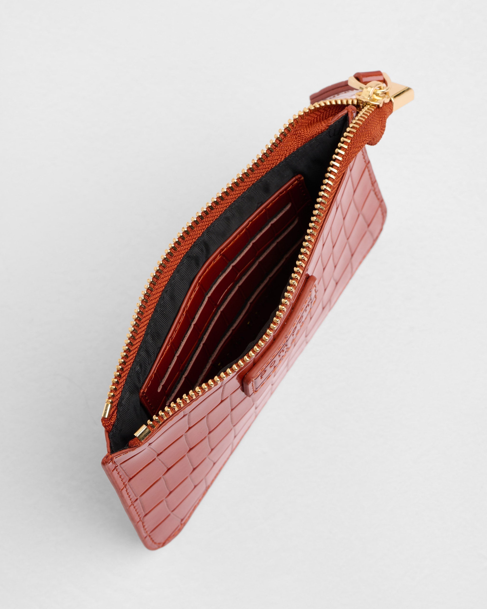 Chelsea Coin Purse Patent Croc Chestnut