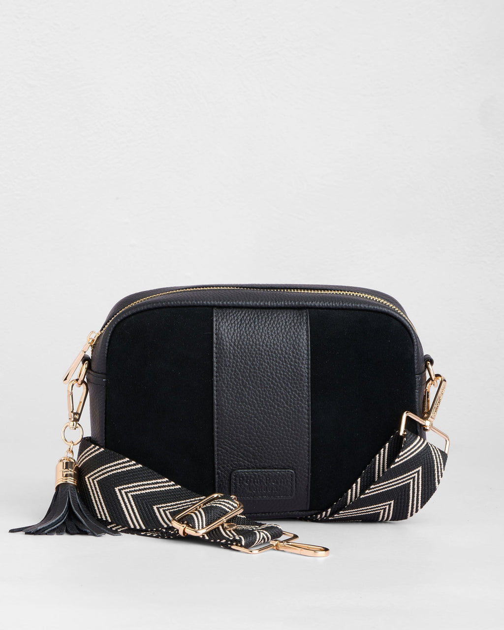 City Suede & Leather Bag Black
