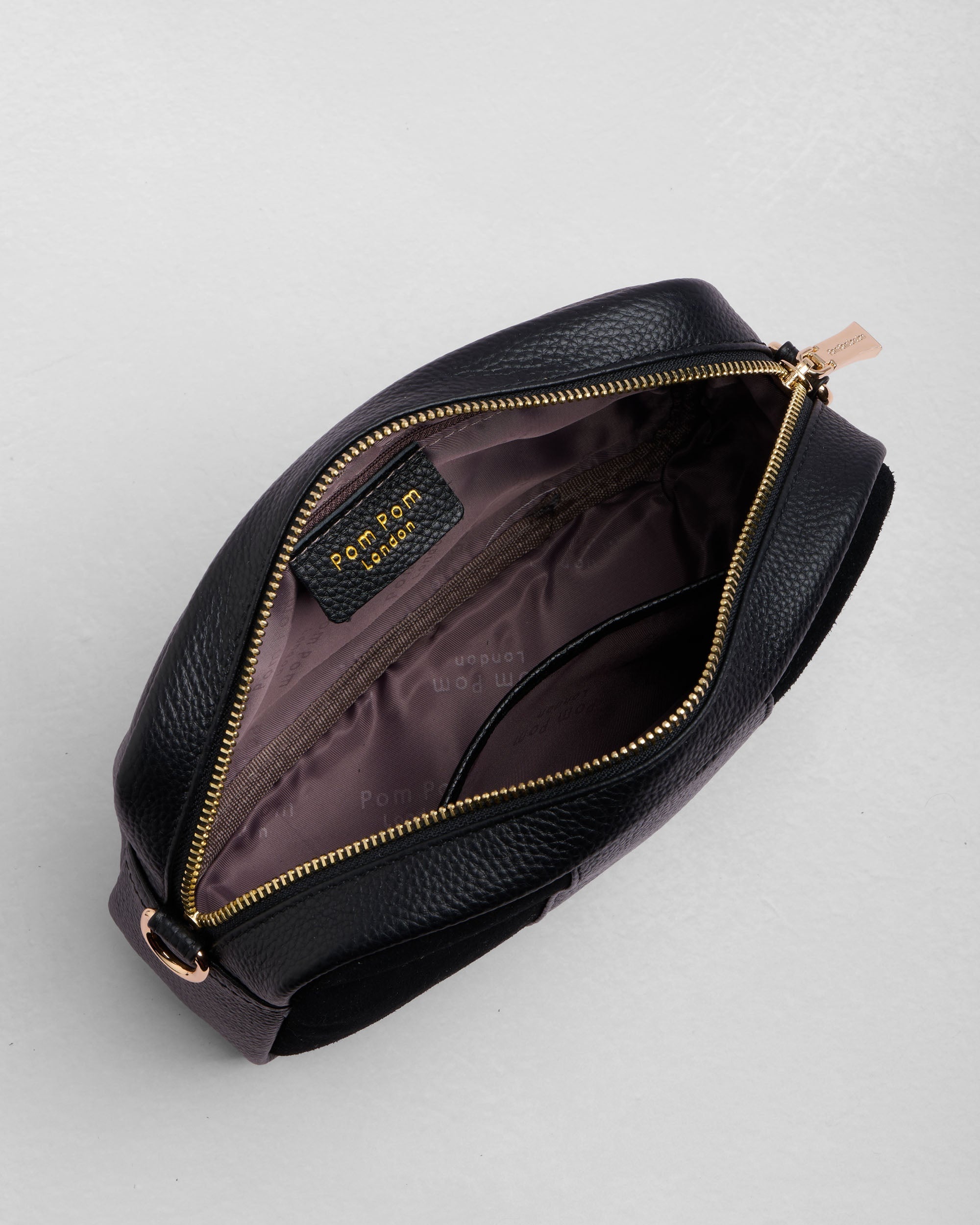 City Suede & Leather Bag Black