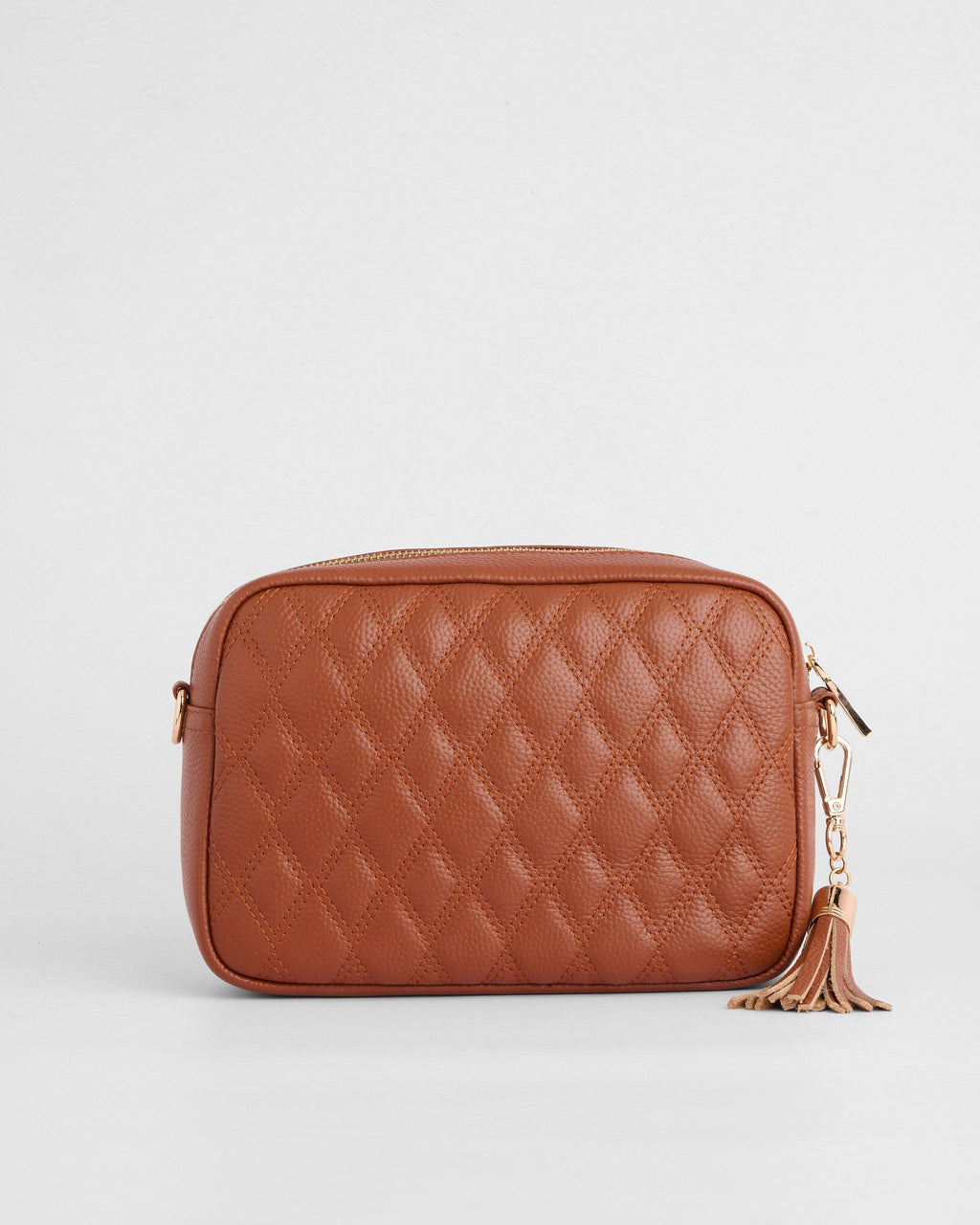 City Crossbody Bag Diamond Quilted Chestnut