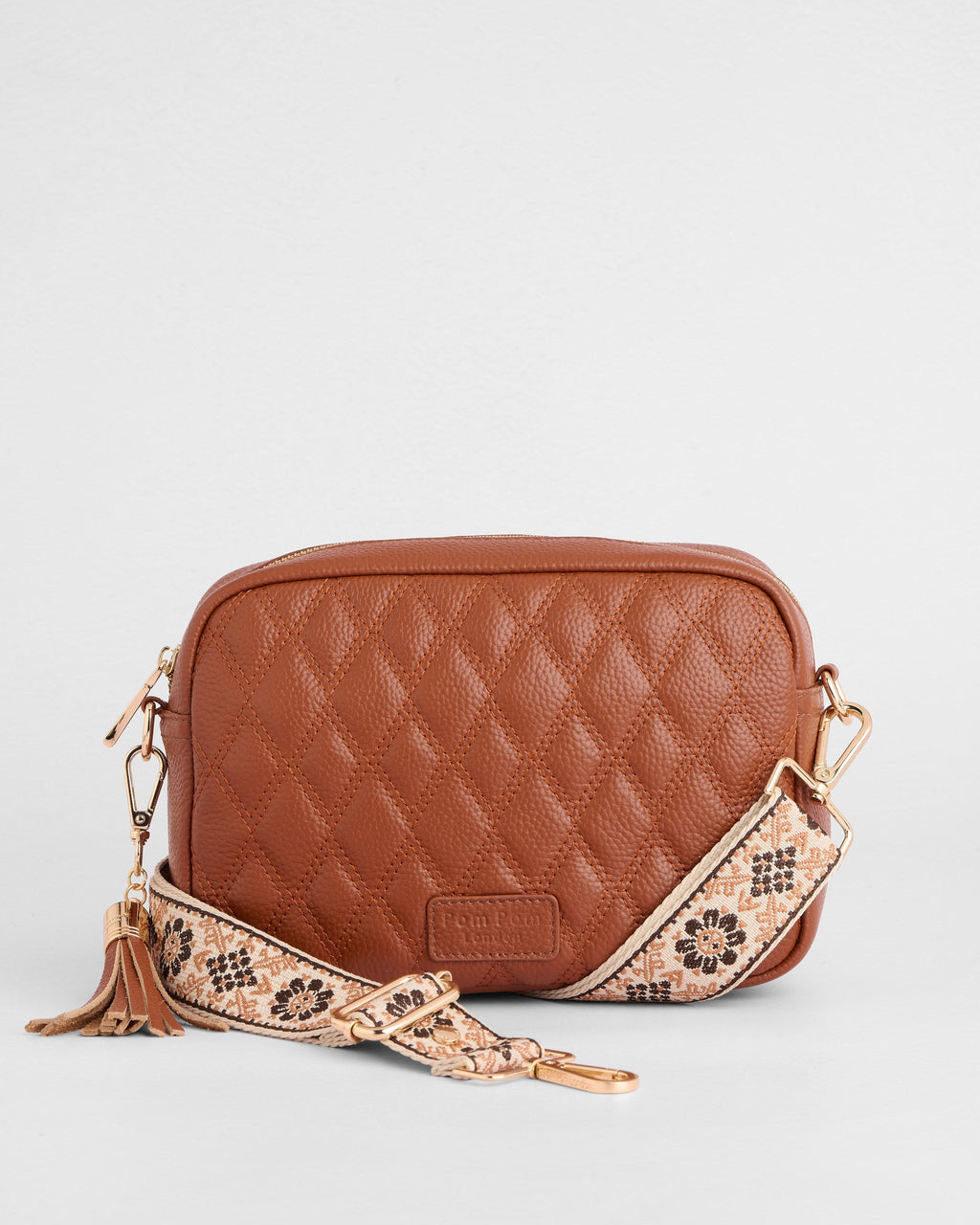 City Crossbody Bag Diamond Quilted Chestnut