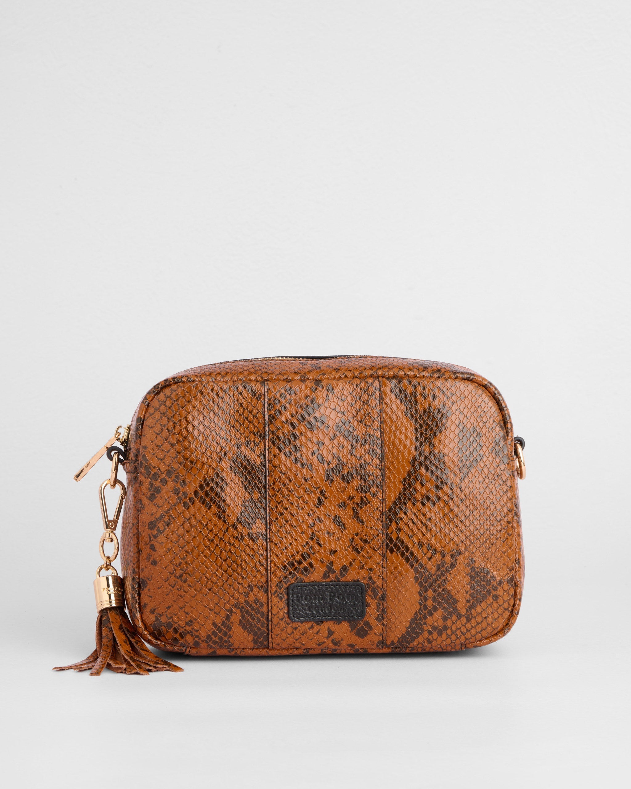 City Crossbody Bag Snake Effect Brown