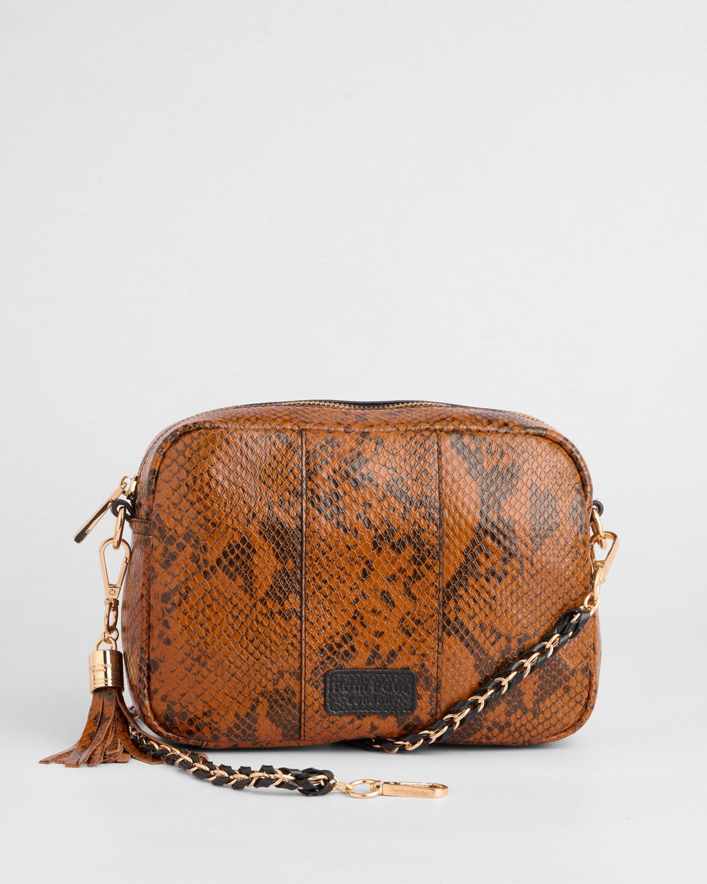 City Crossbody Bag Snake Effect Brown