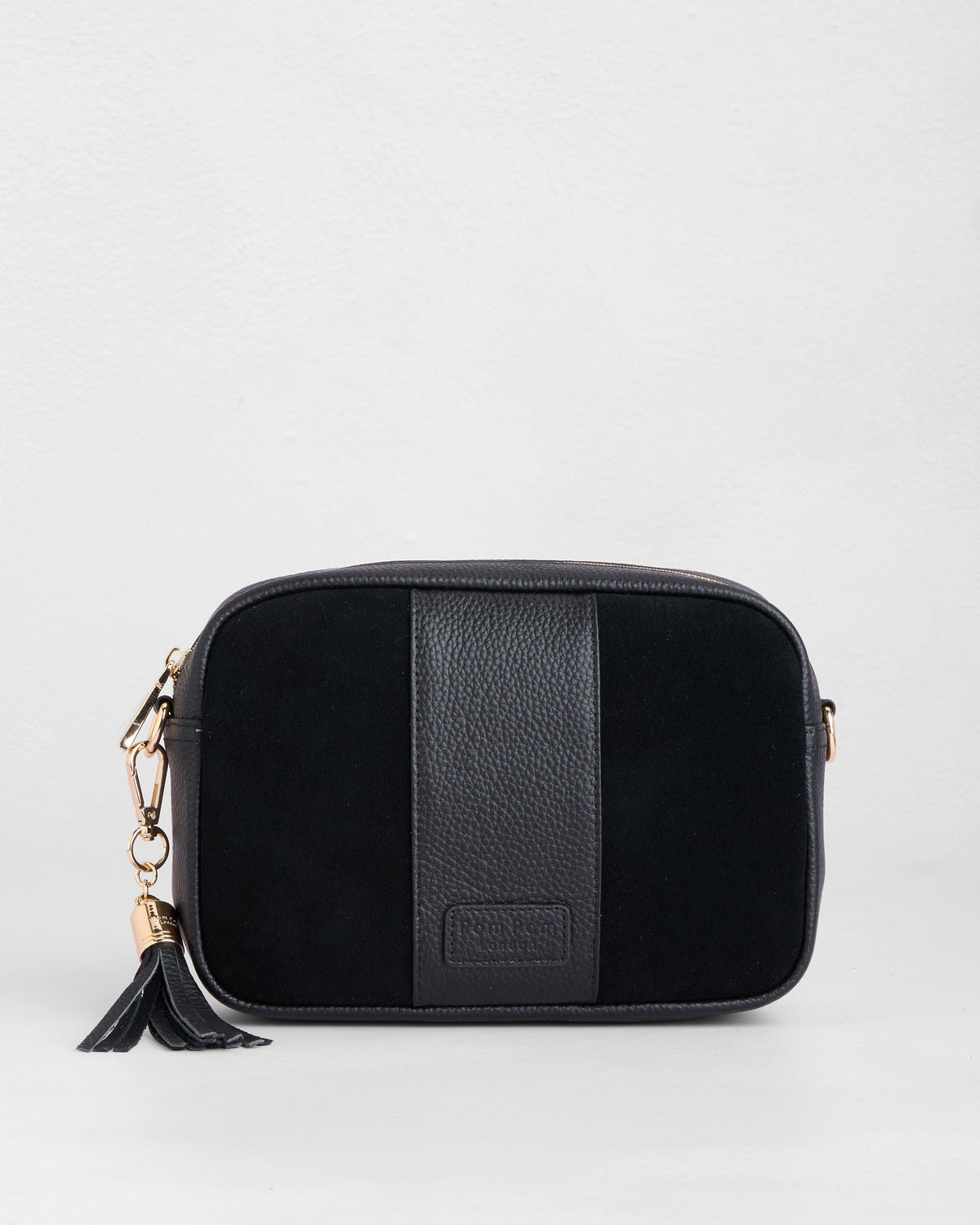 City Suede & Leather Bag Black