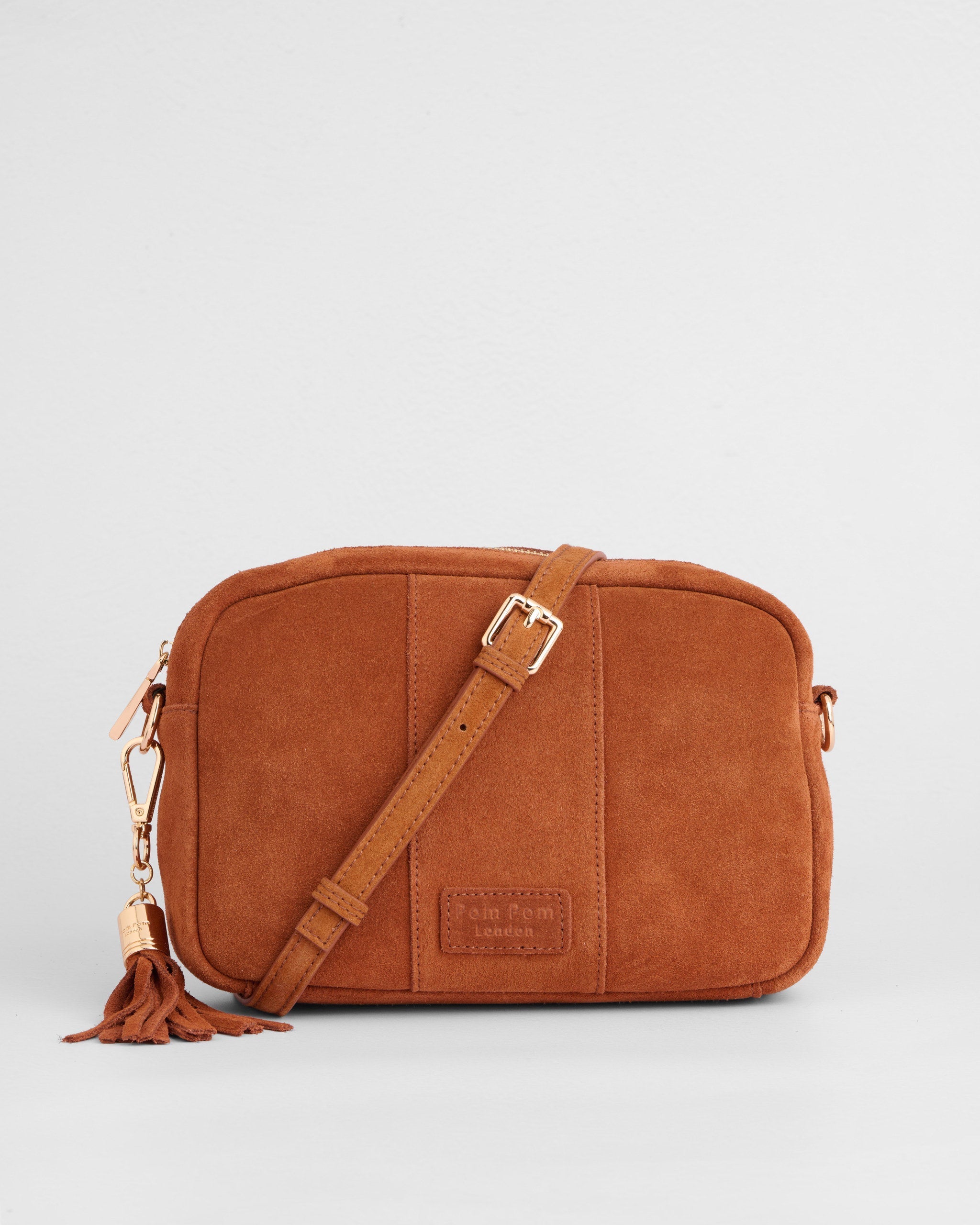 City Crossbody Suede Bag Chestnut