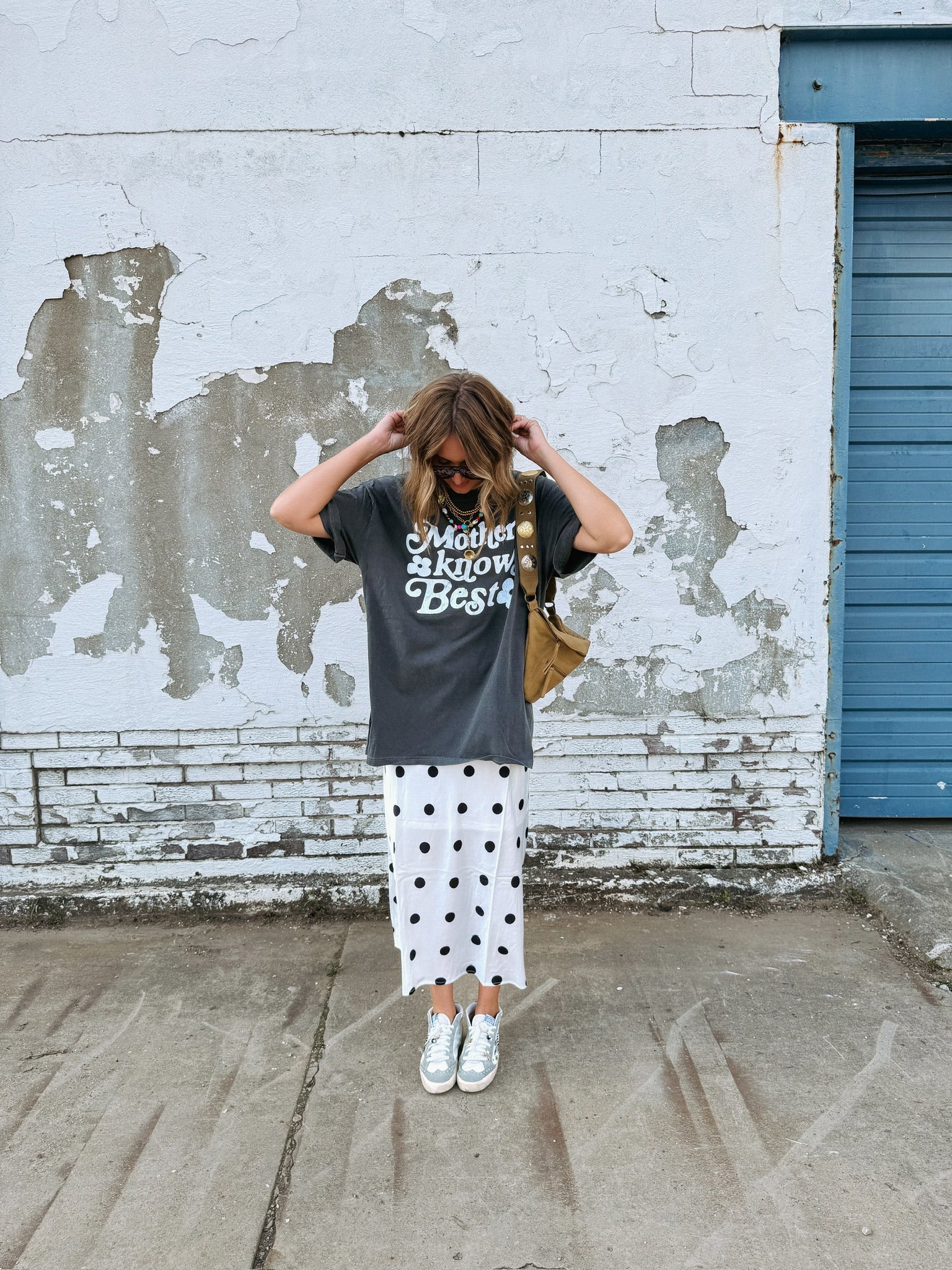 Mother Knows Best Graphic Tee - Charcoal / White