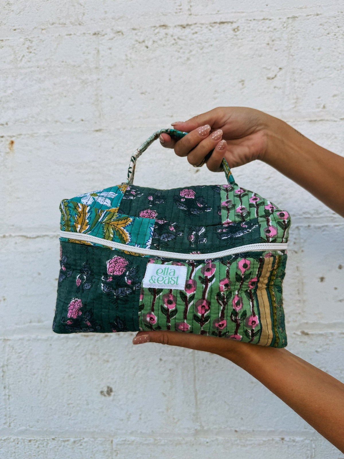 Quilted Makeup Bag - Evergreen 2