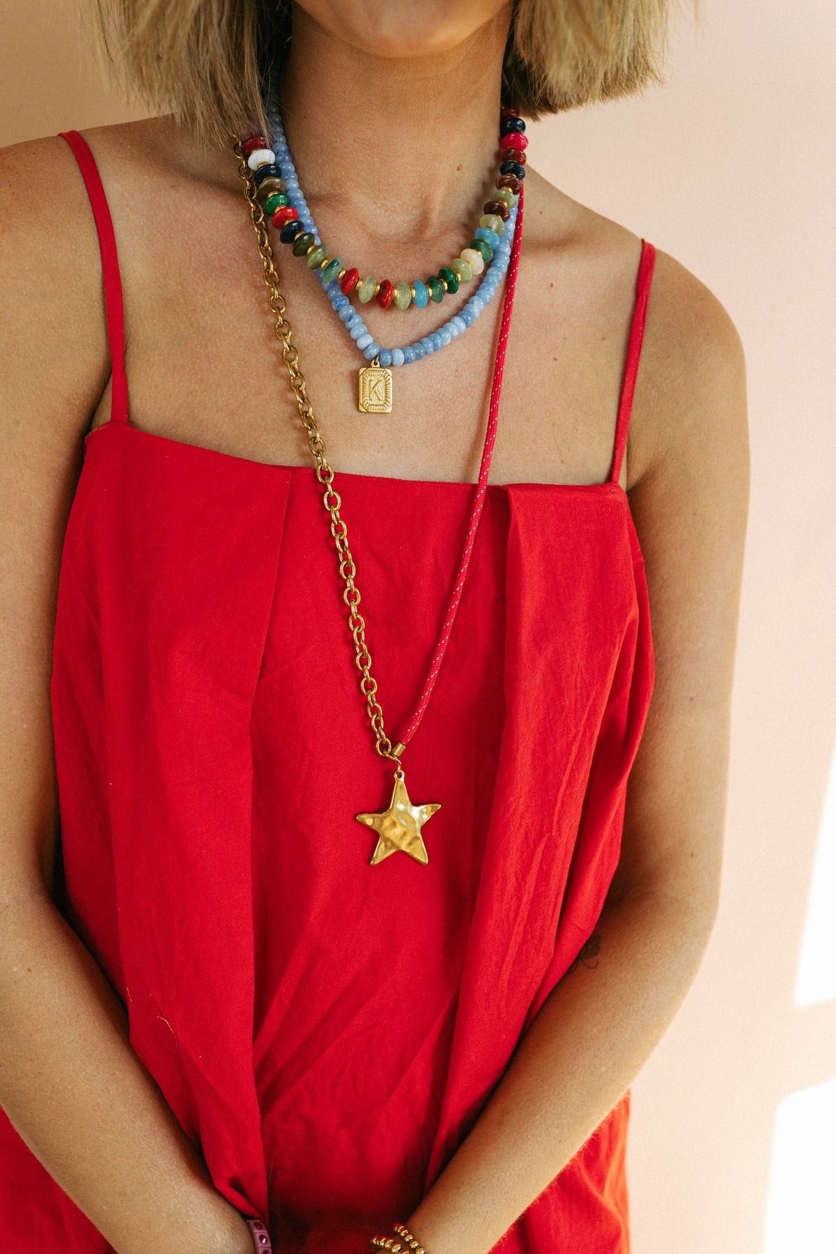 Red Lucky Star Cord Necklace 2