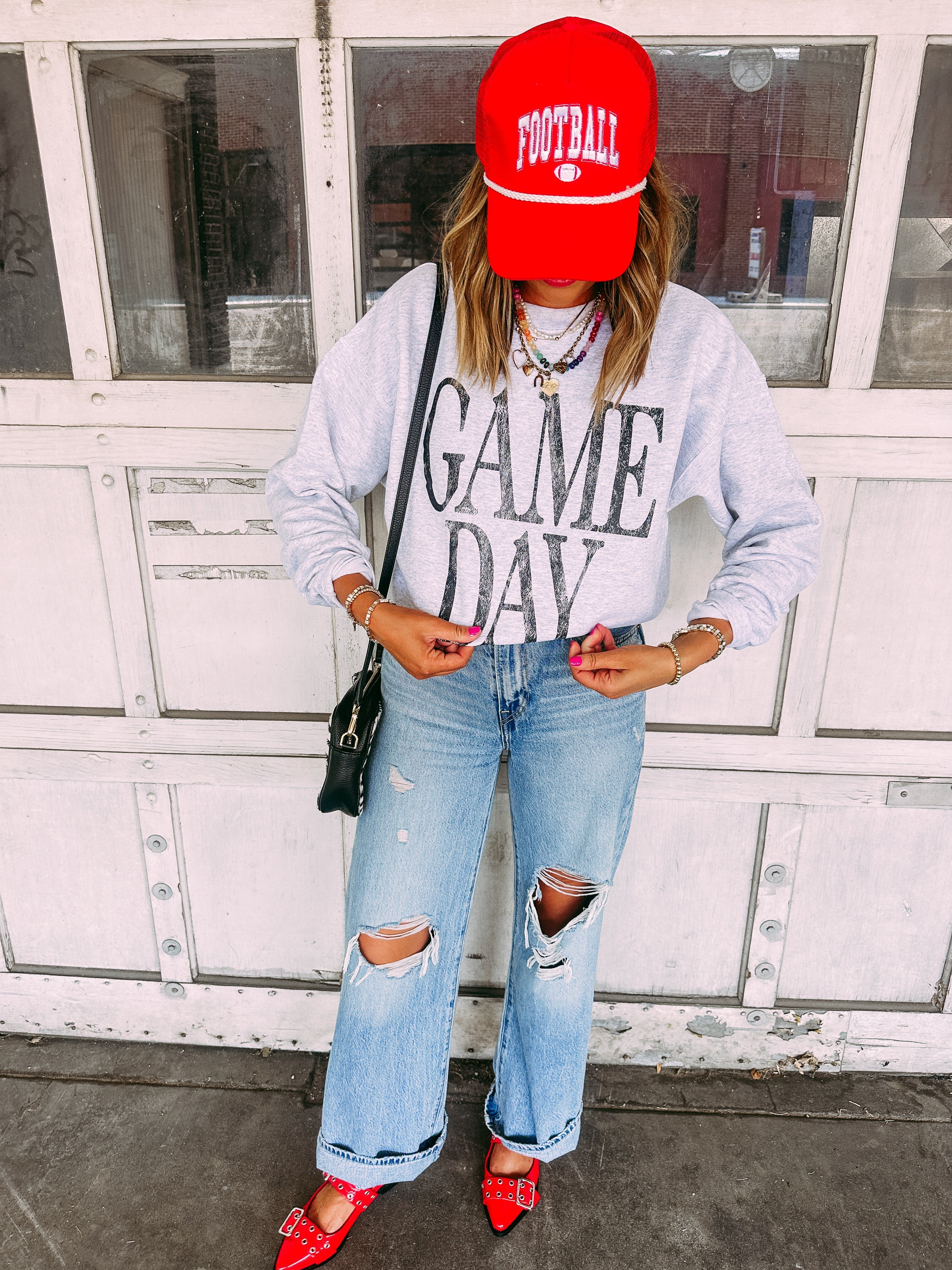 Game Day Sweatshirt - Hanes / Ash Grey / Black