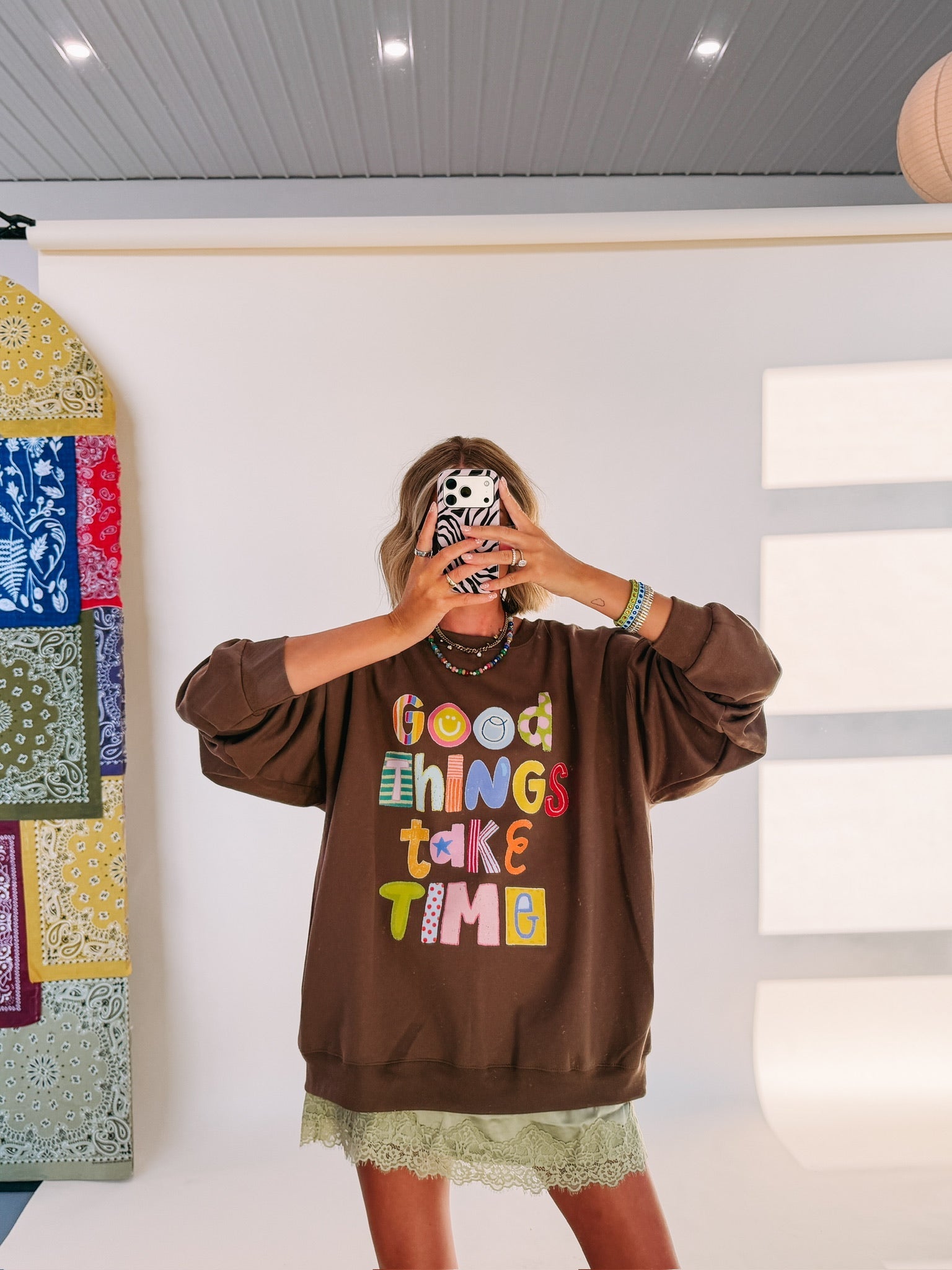 Good Things Take Time Sweatshirt - Brown