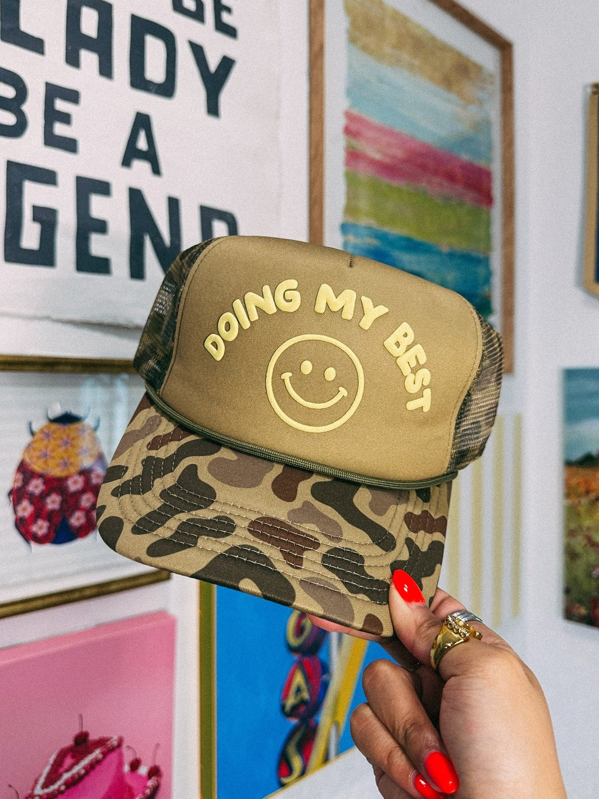 Doing My Best Trucker Hat - Camo