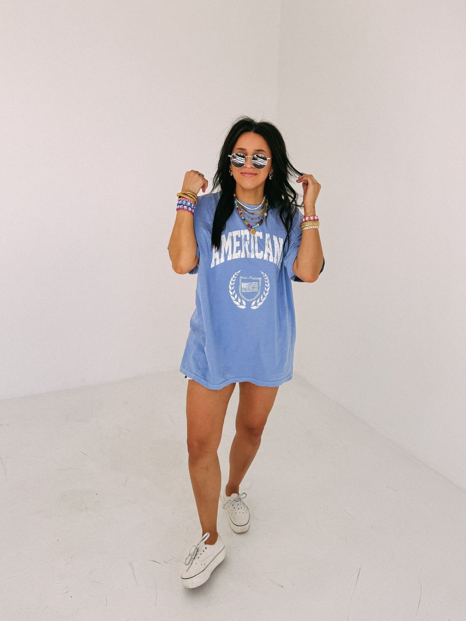 Americana Graphic Tee - Denim Blue