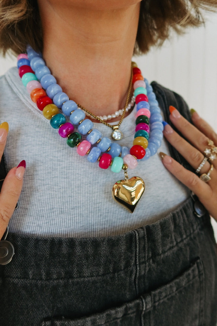 Crush Beaded Necklace - Light Blue 3