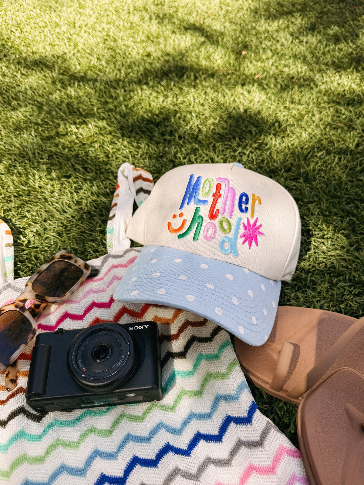 Motherhood Trucker Hat - Rainbow / Polka Dot