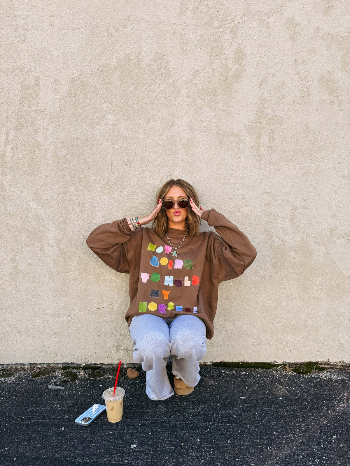 Not Gonna Hold My Horses Sweatshirt - Hanes / Brown