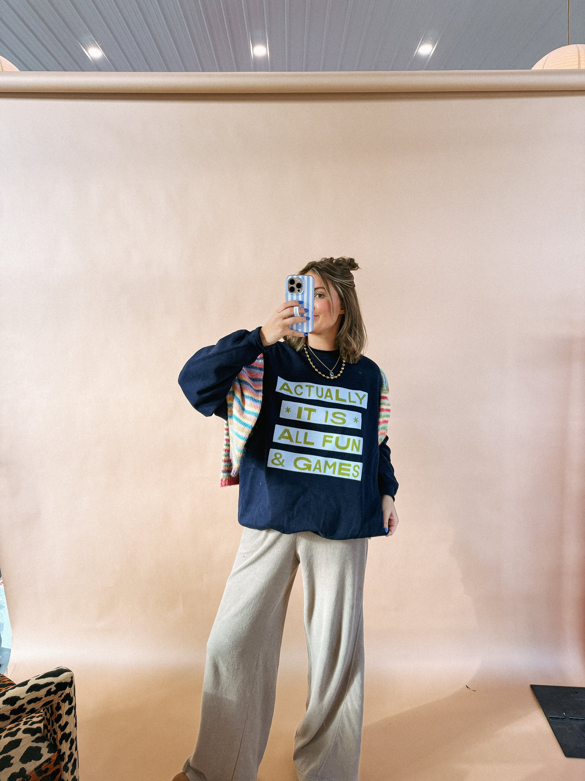 All Fun and Games Sweatshirt - Hanes / Navy