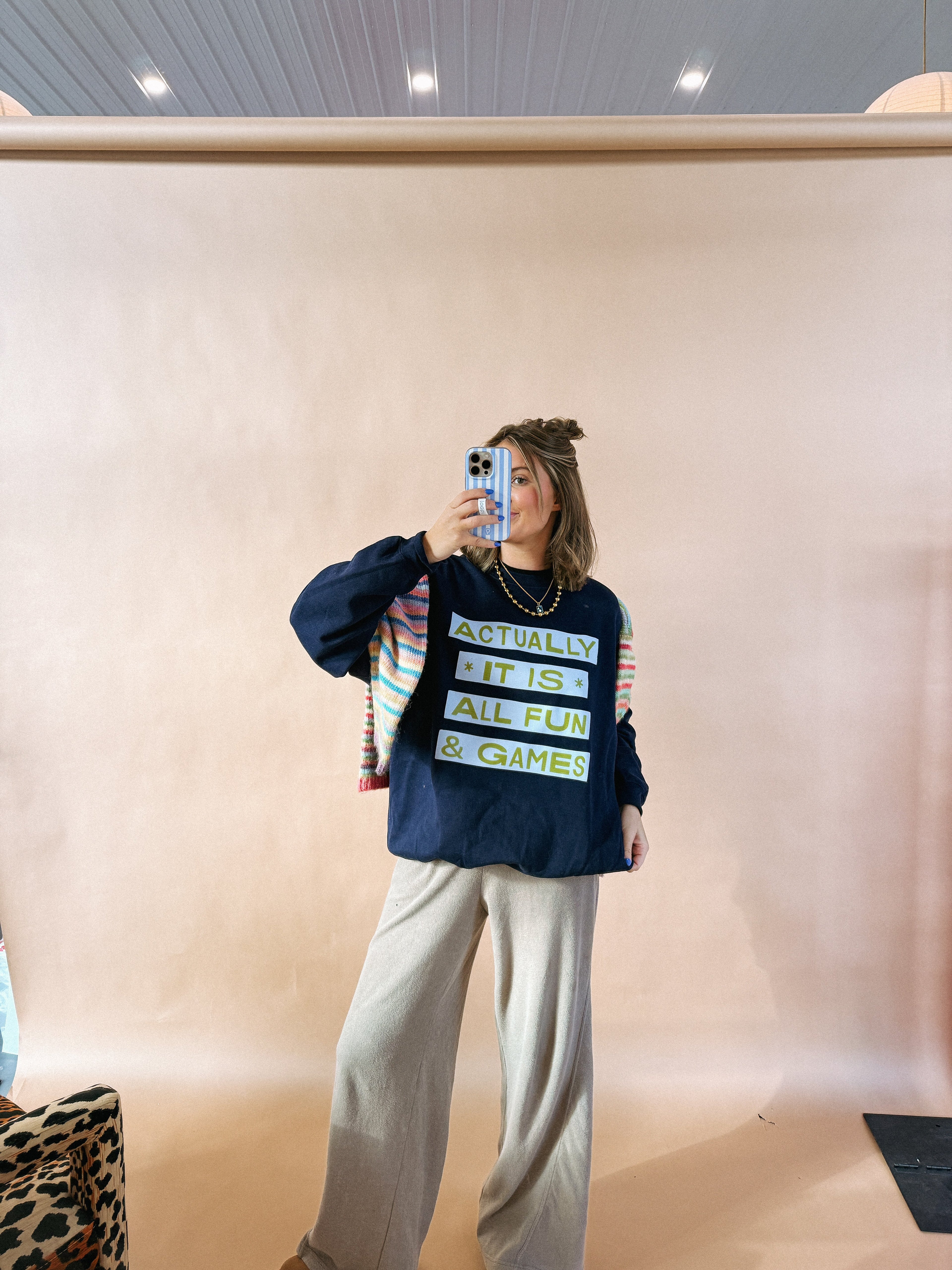 All Fun and Games Sweatshirt - Hanes / Navy