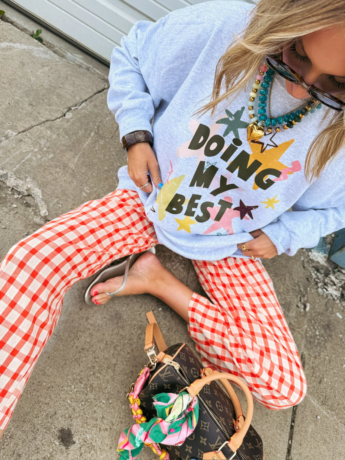 Doing My Best Star Sweatshirt - Ash