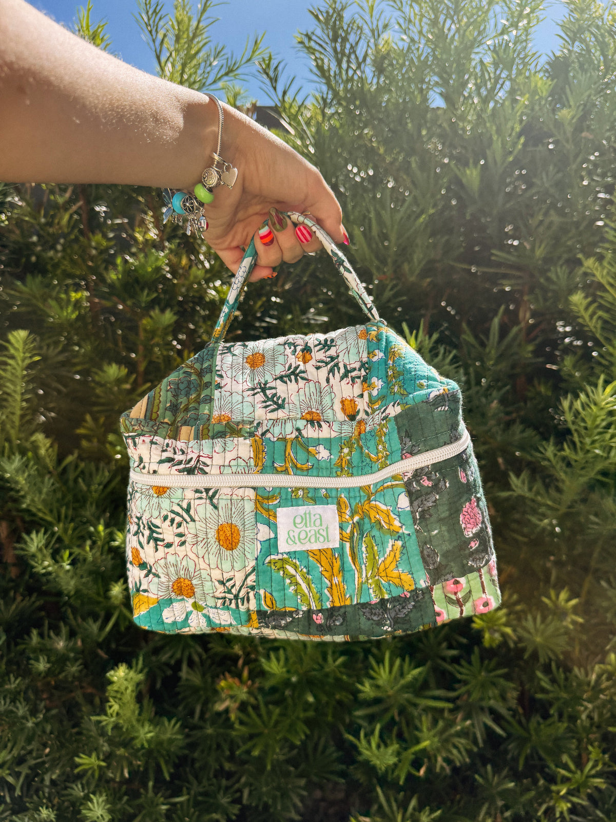 Quilted Makeup Bag - Evergreen