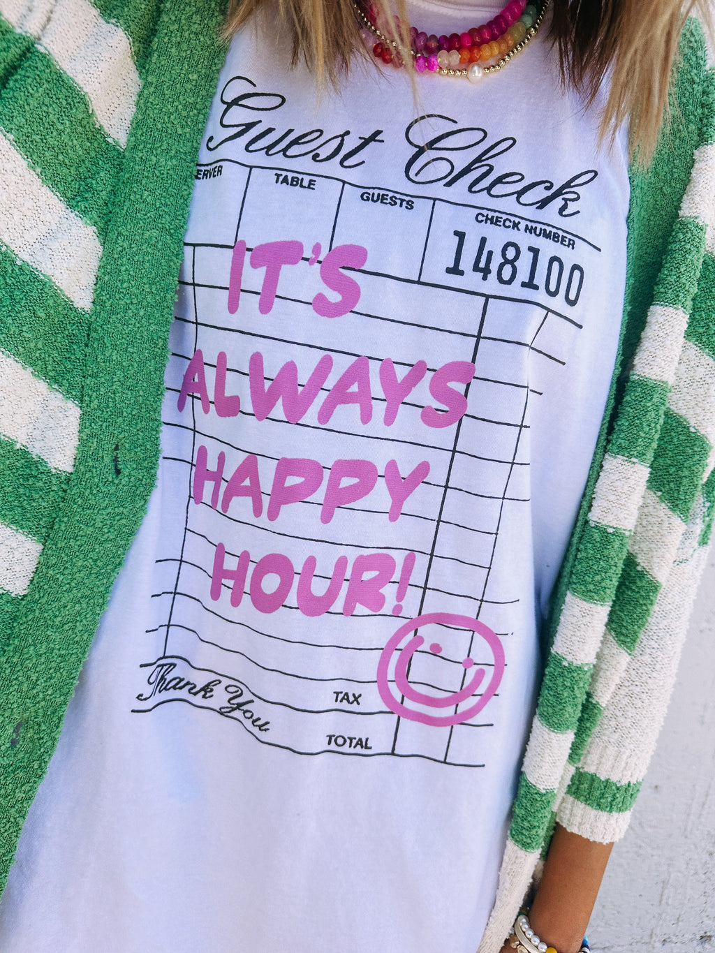 Always Happy Hour Graphic Tee - White