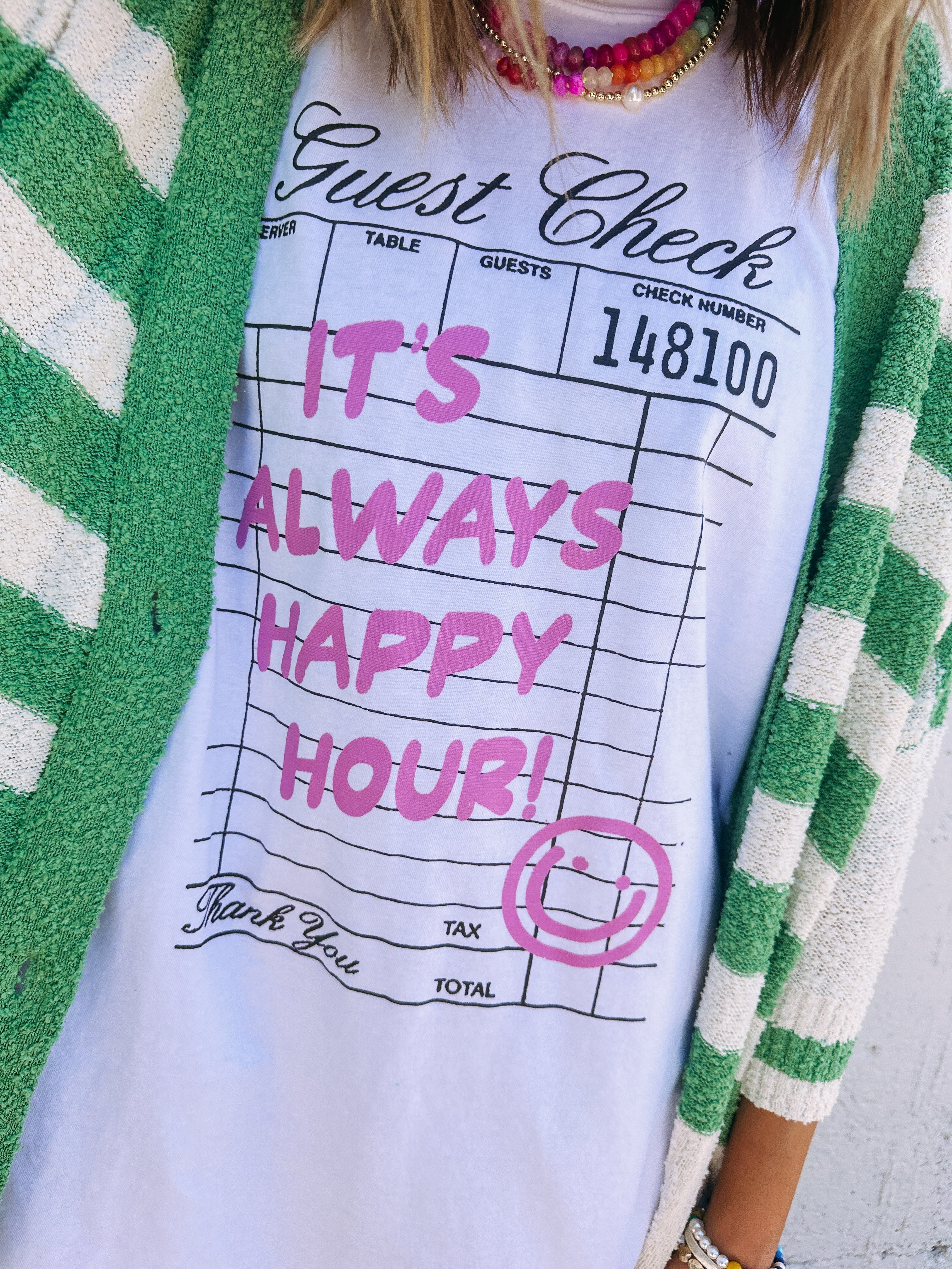 Always Happy Hour Graphic Tee - White