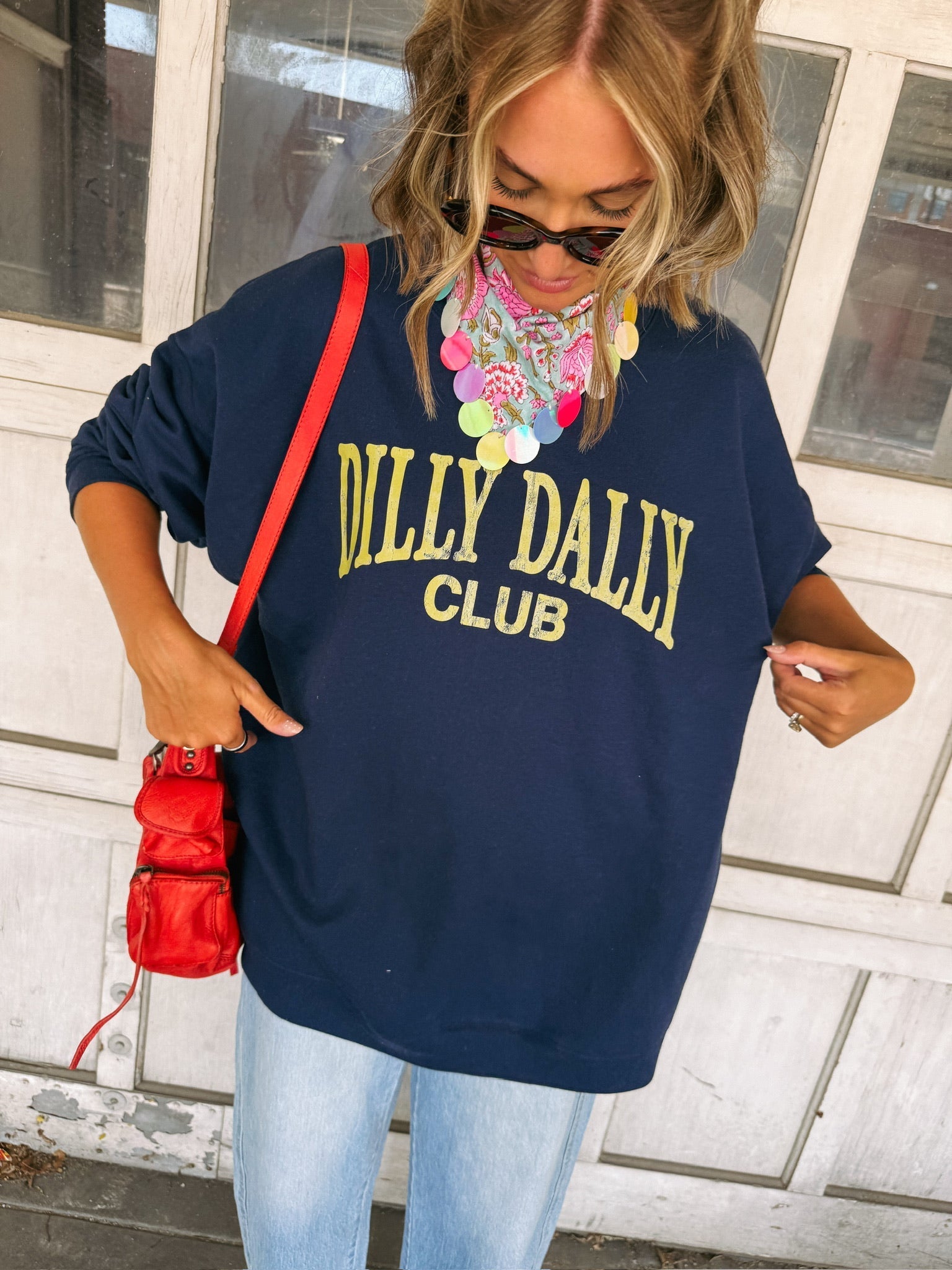 Dilly Dally Club Sweatshirt - Navy / Lime