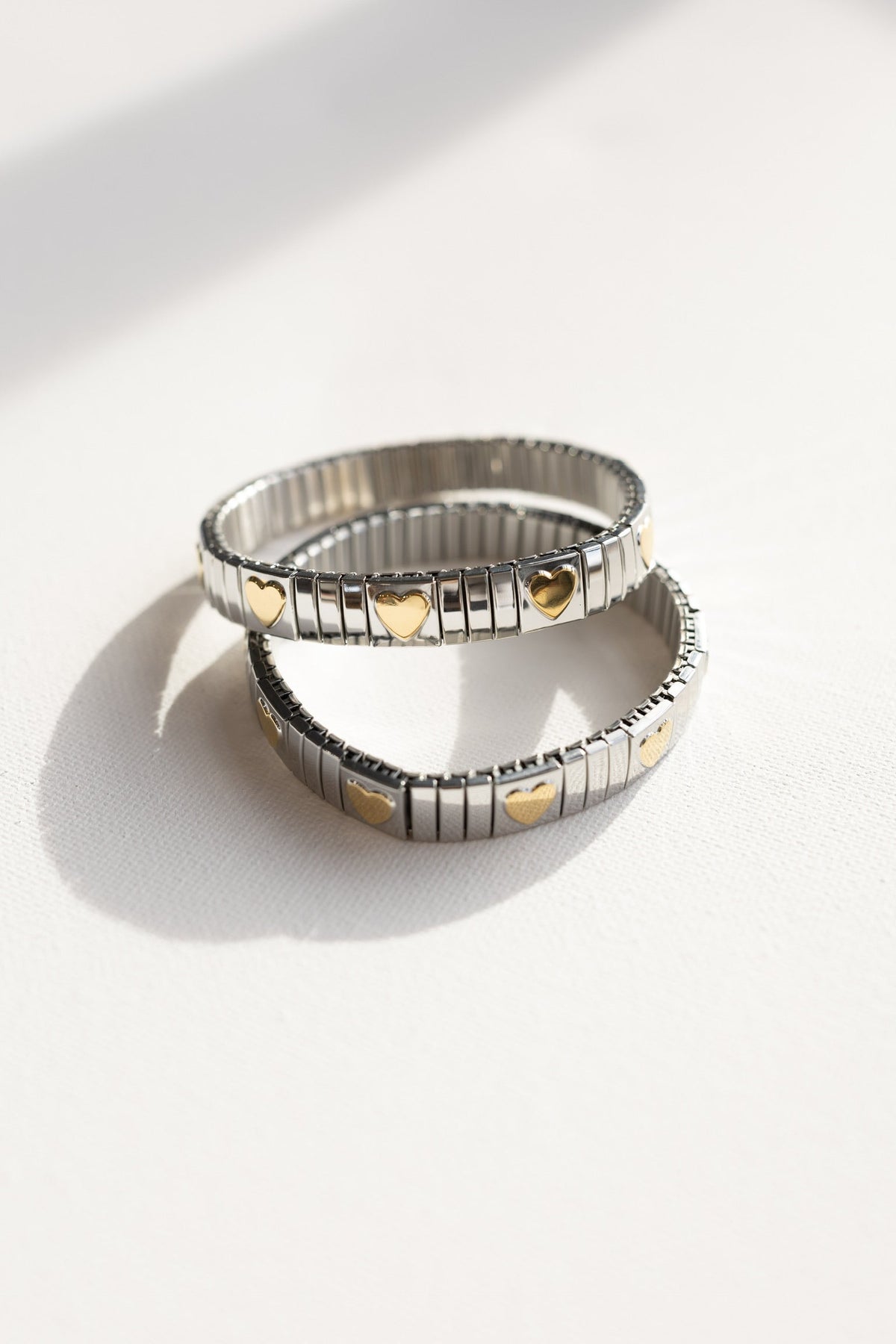 The Luxe Link Bracelet - Silver + Gold Hearts